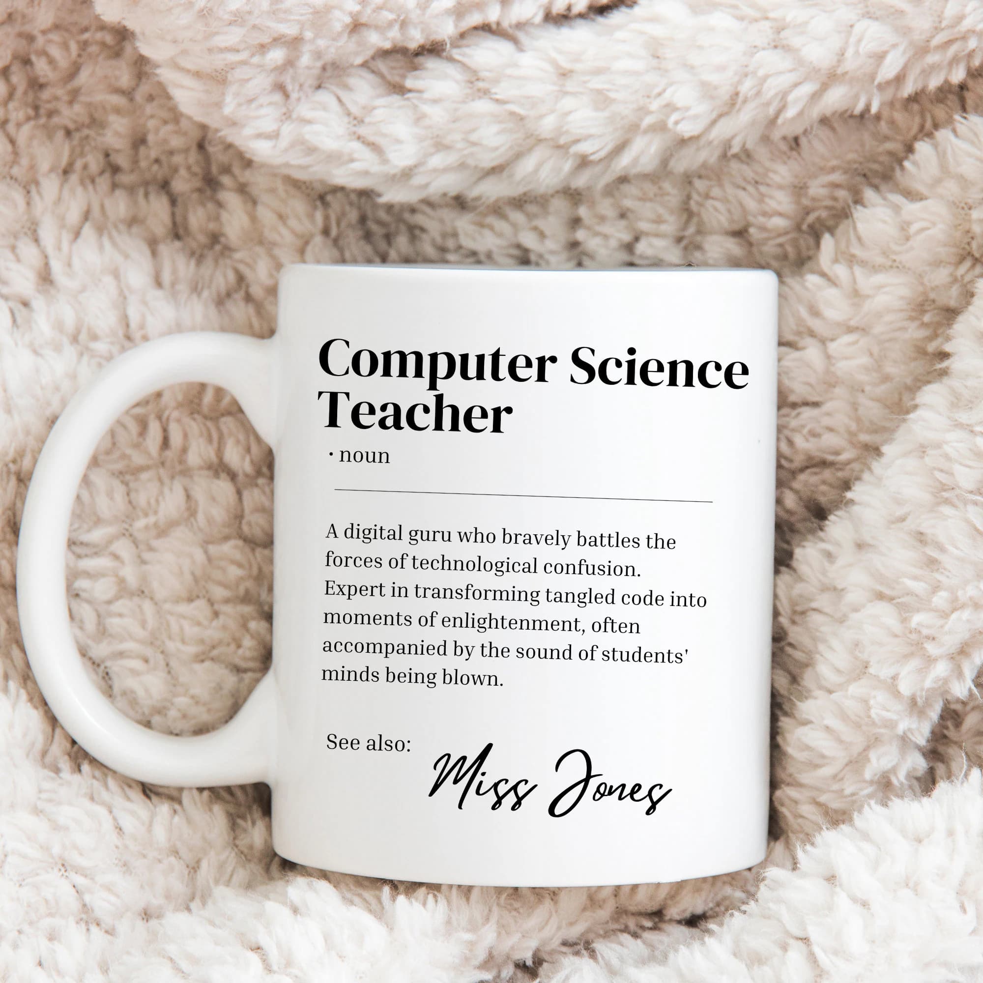 Personalised Computer Science Teacher Appreciation Gift, Custom Names, Teacher Gift, ICT Teacher Funny Dictionary Definition Mug - image 5