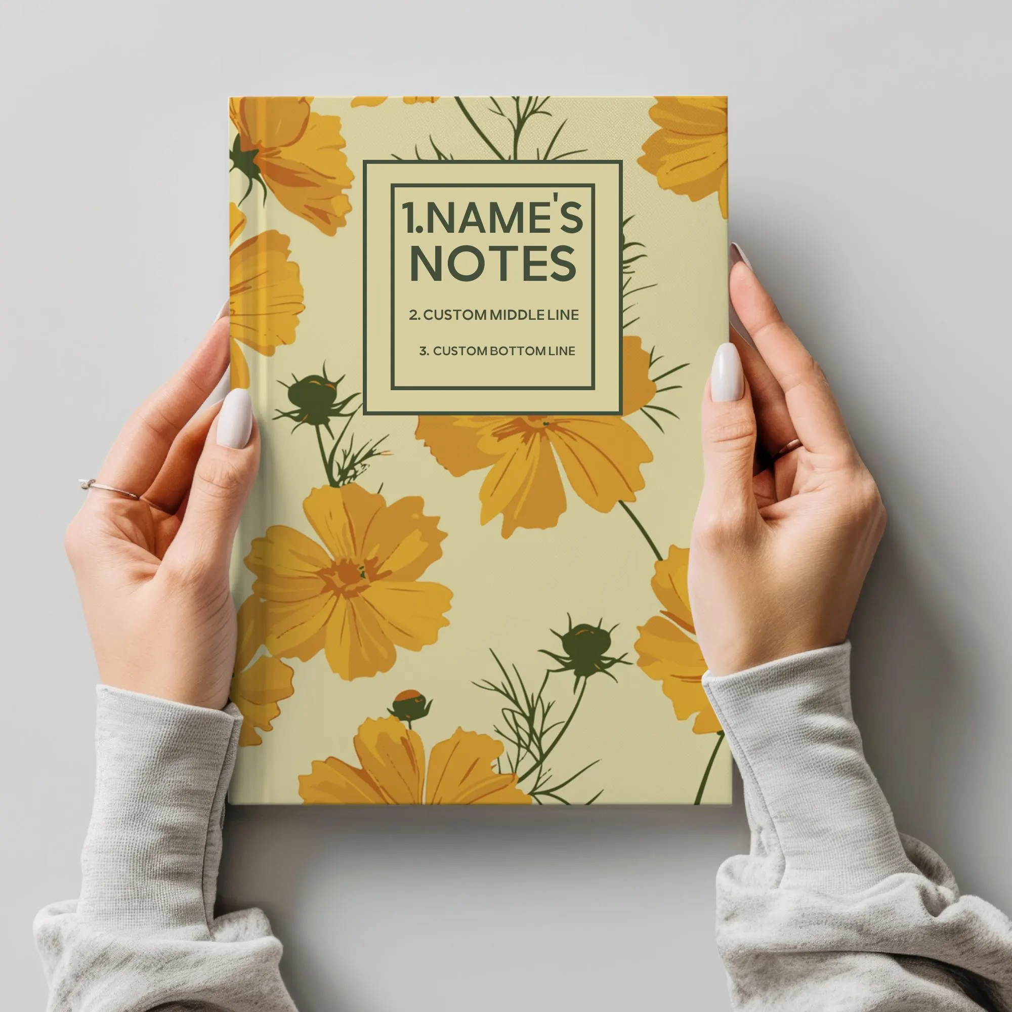 Personalized October Birth Month Flower Notebook, Cosmos Pattern, Watercolor Flower Journal, Custom Name, Birthday Gift - image 3