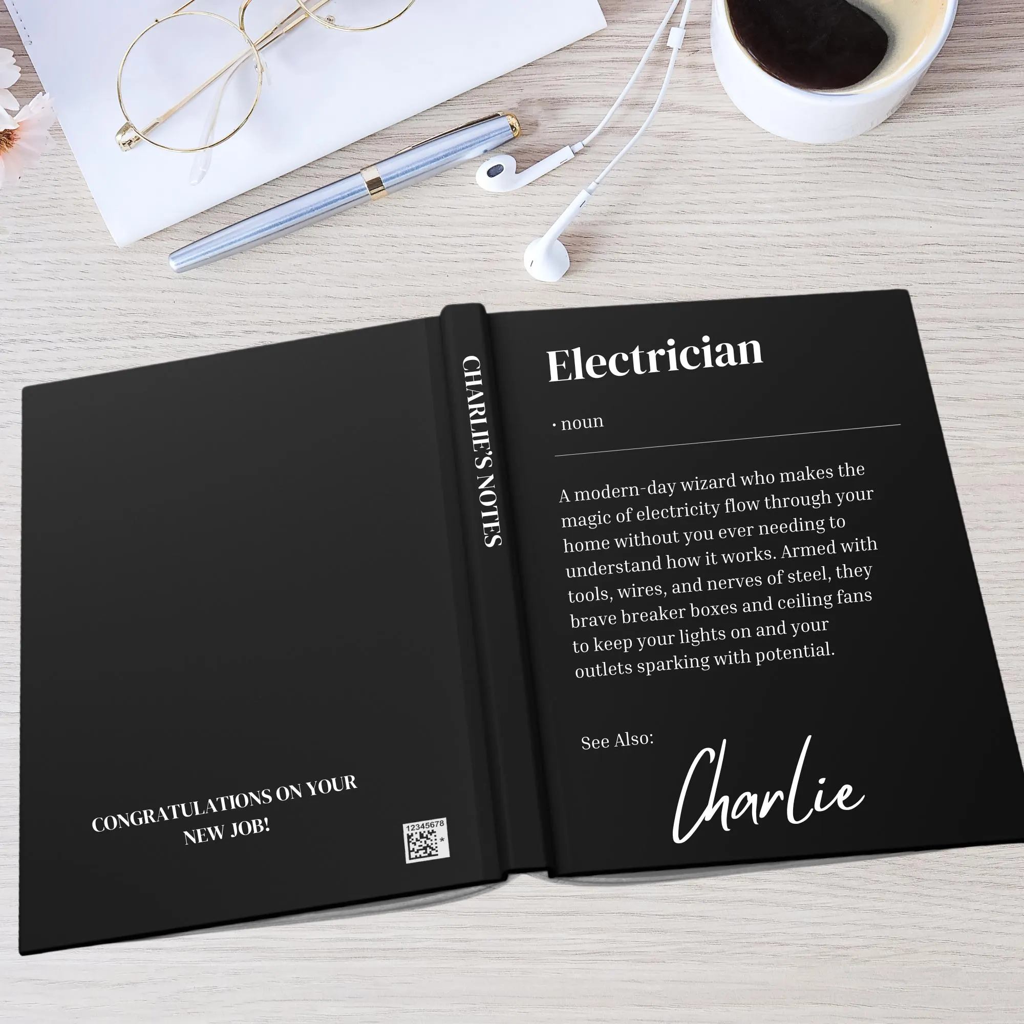 Funny Personalized Electrician Gift Notebook, Newly qualified, Gift For Colleague, keepsake, Hardback Journal - image 5