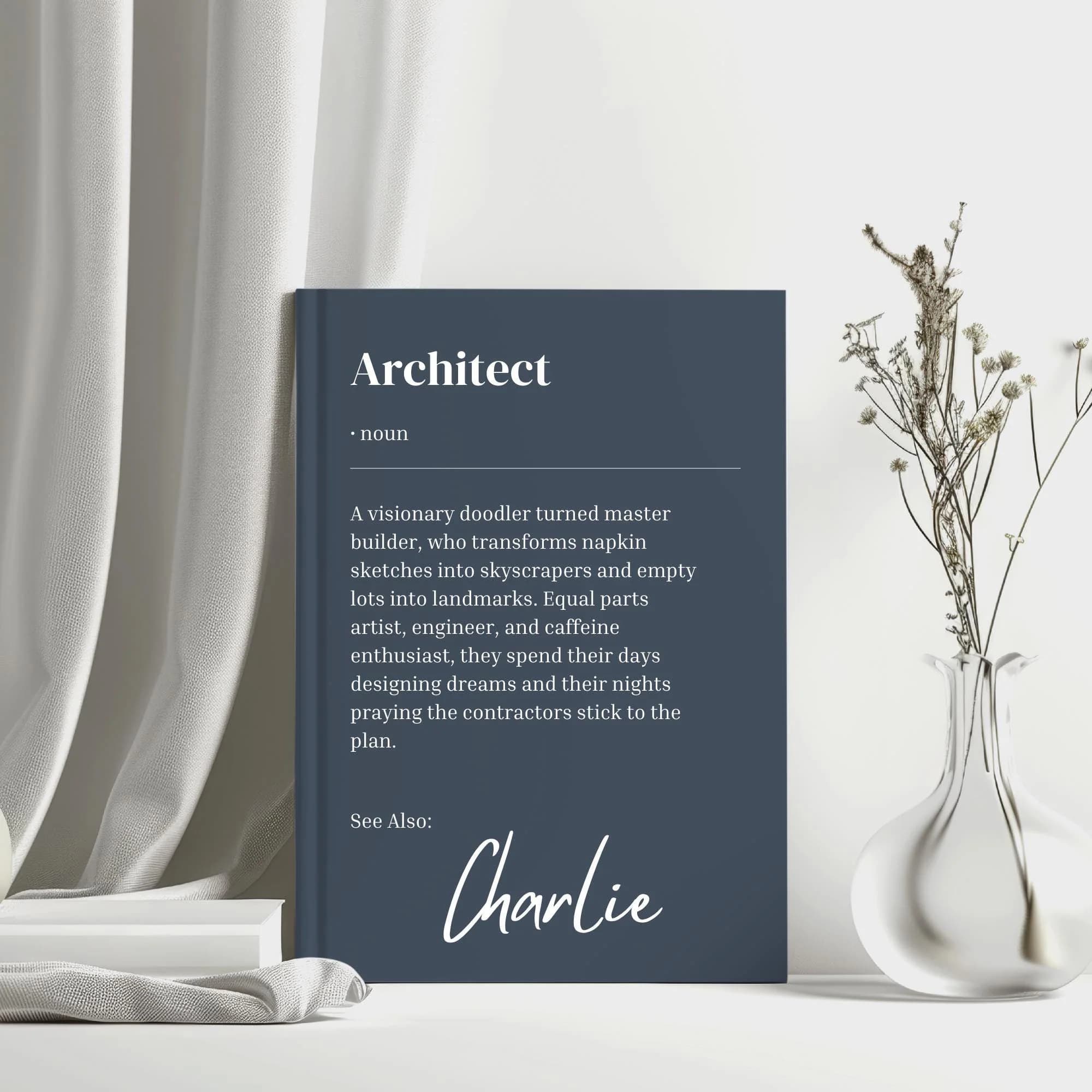 Funny Personalized Architect Gift Notebook, Newly qualified, Gift For Colleague, keepsake, Hardback Journal