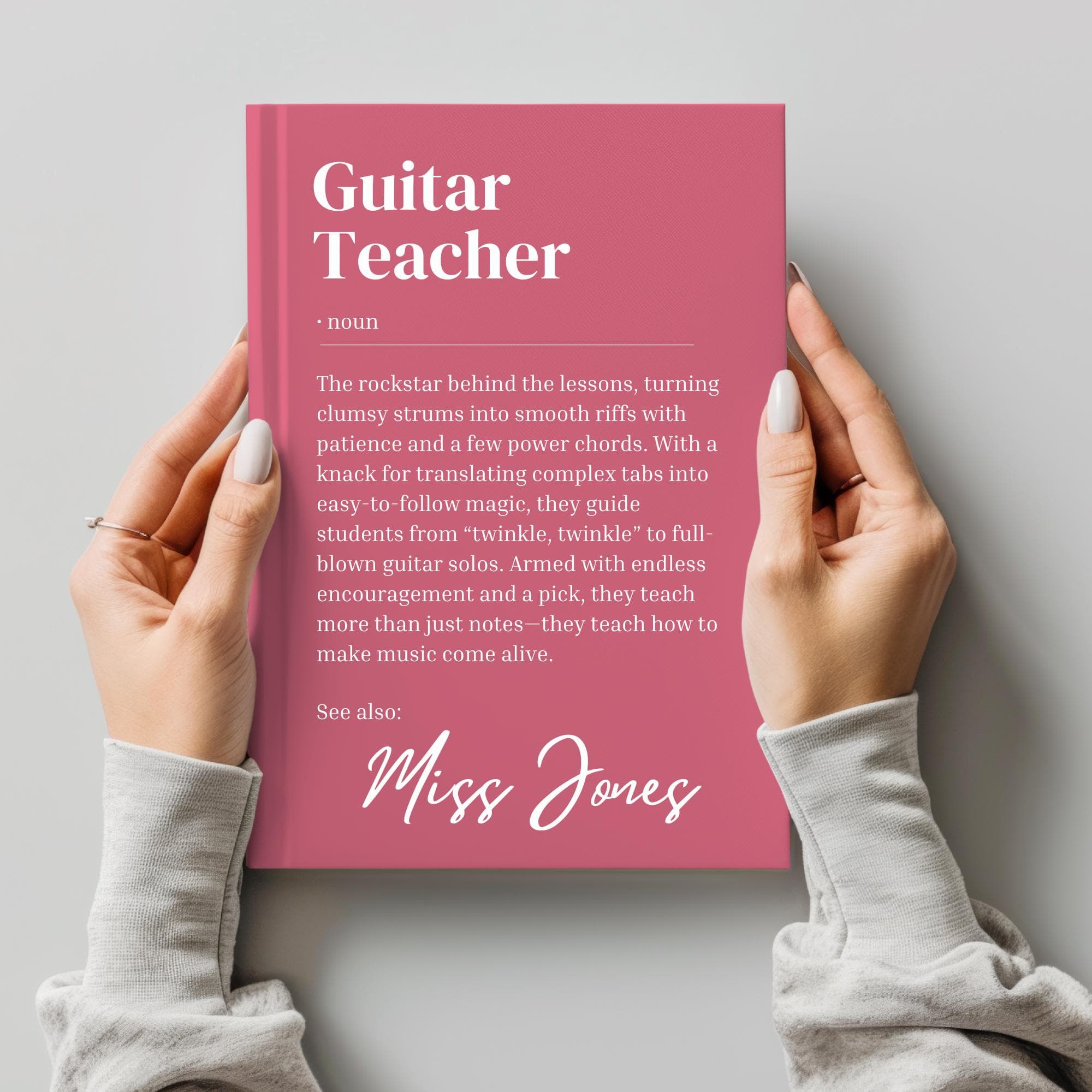 Personalised Guitar Teacher Gift Notebook, Teacher Appreciation Gift, Custom Teacher Name, Definition Journal, Hardback Notebook - image 3
