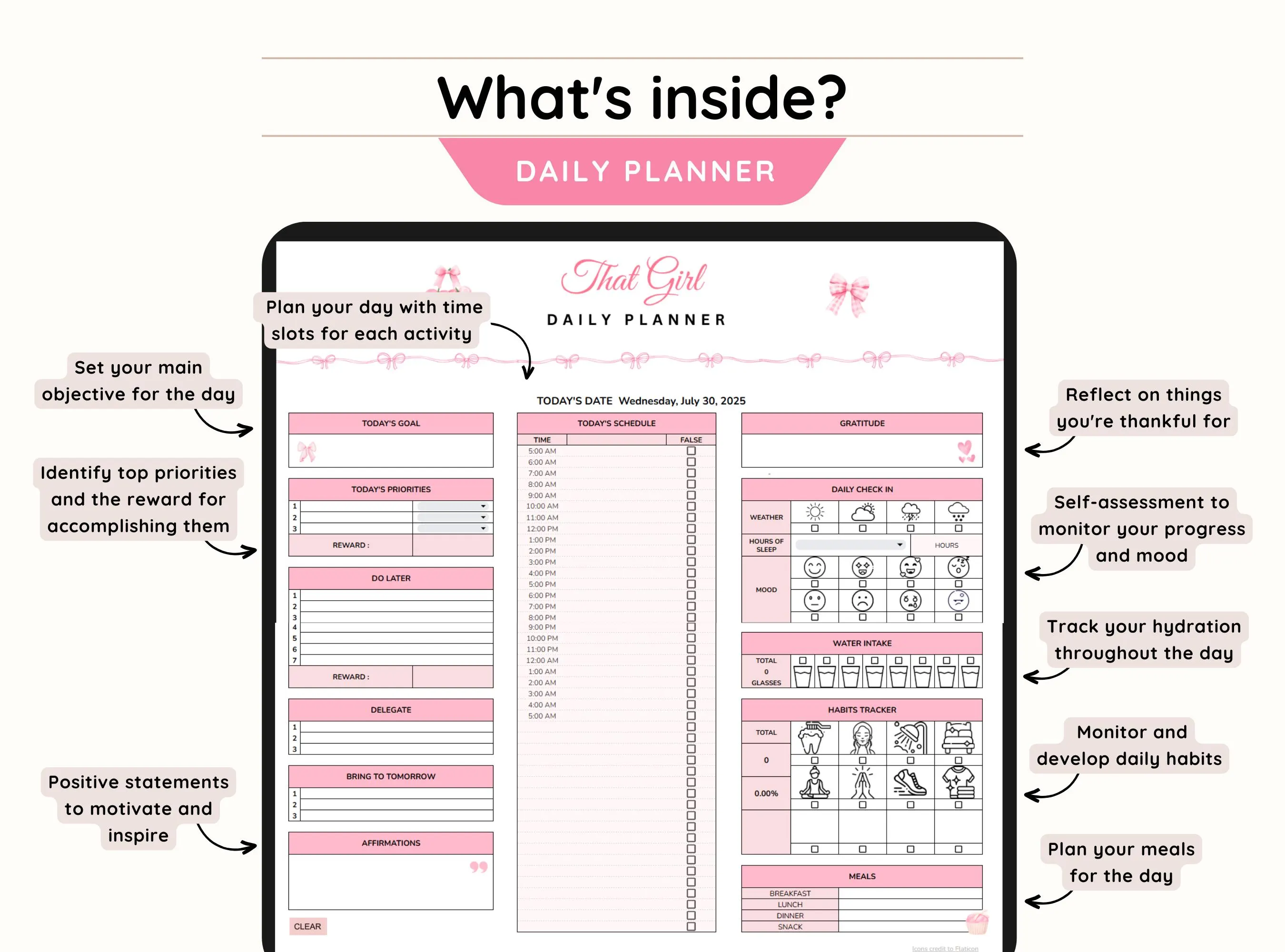 That Girl Daily Planner Google Sheets Template| Weekly Planner| Monthly Calendar| Productivity Planner| Task Tracker| To Do List Spreadsheet - image 4