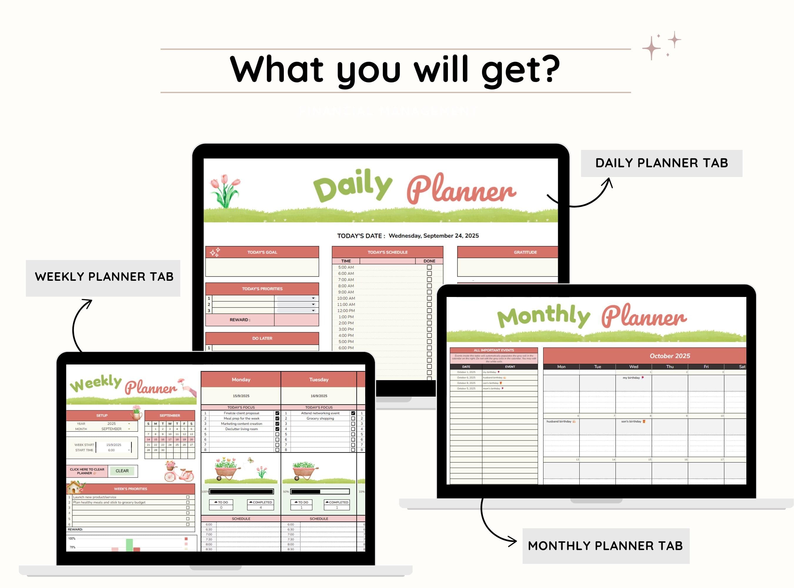 ADHD Minimalistic Daily Planner, Time Blocking Planner, Habit Tracker Spreadsheet, Google Sheet Task Manager, To Do List Spreadsheet - image 3