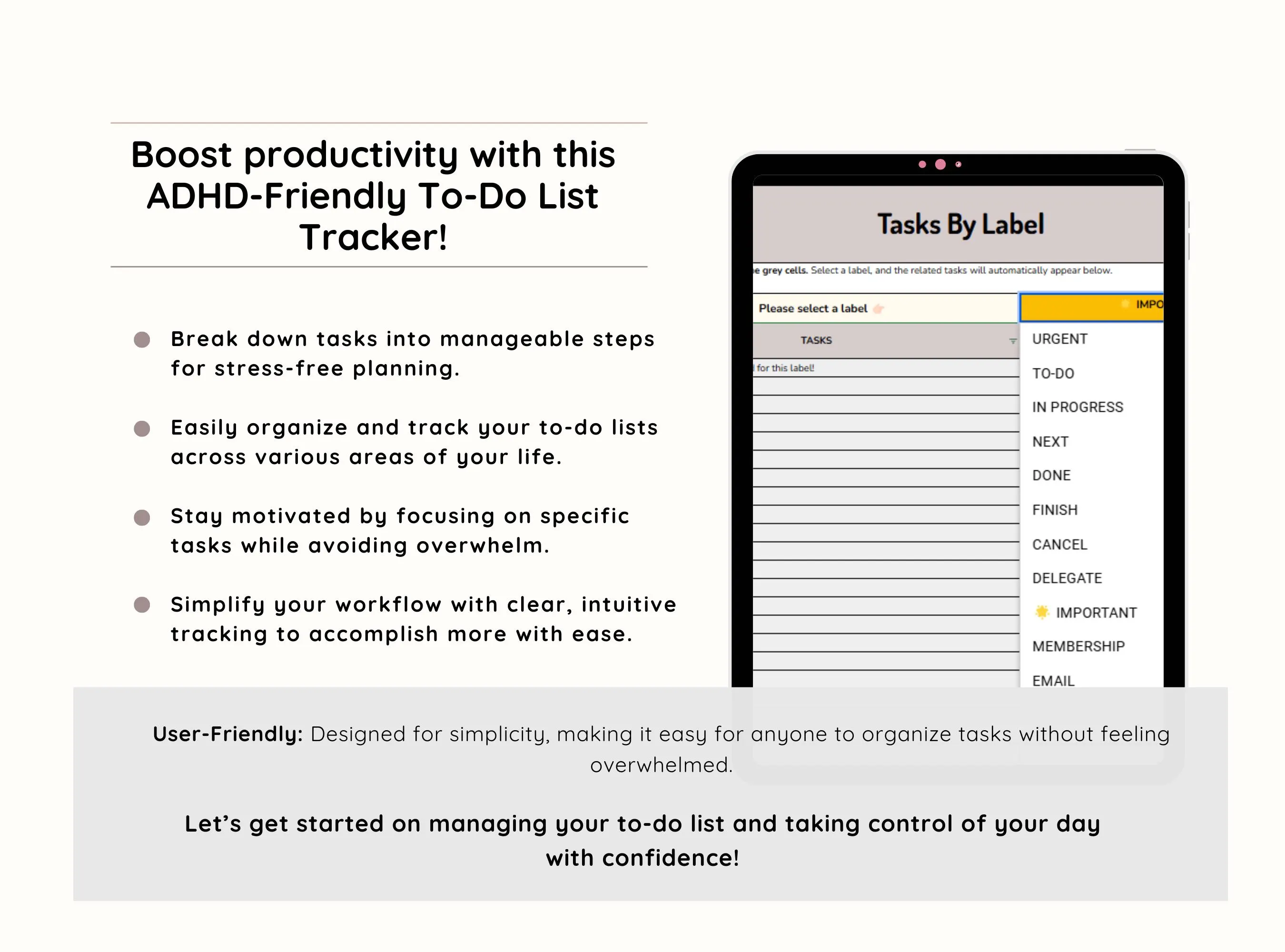 ADHD Task Tracker |To Do List Spreadsheet Template| Task Planner for ADHD Brain| Task Manager Google Sheets Template| Productivity Organizer - image 4