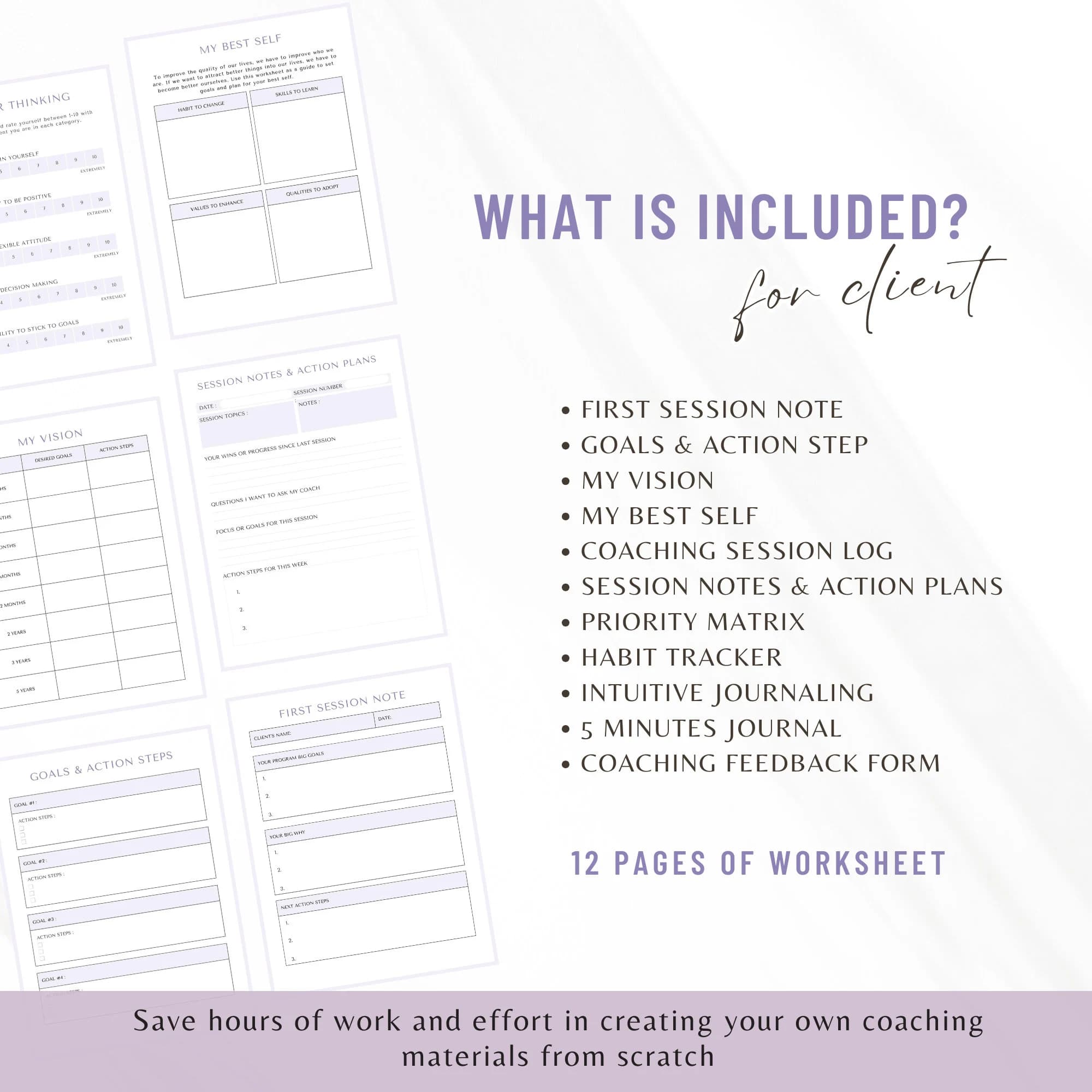 Coaching Session Worksheets Coaching Worksheet Canva Templates for Coach Toolkit Client Session Coaching Tools purple version - image 4