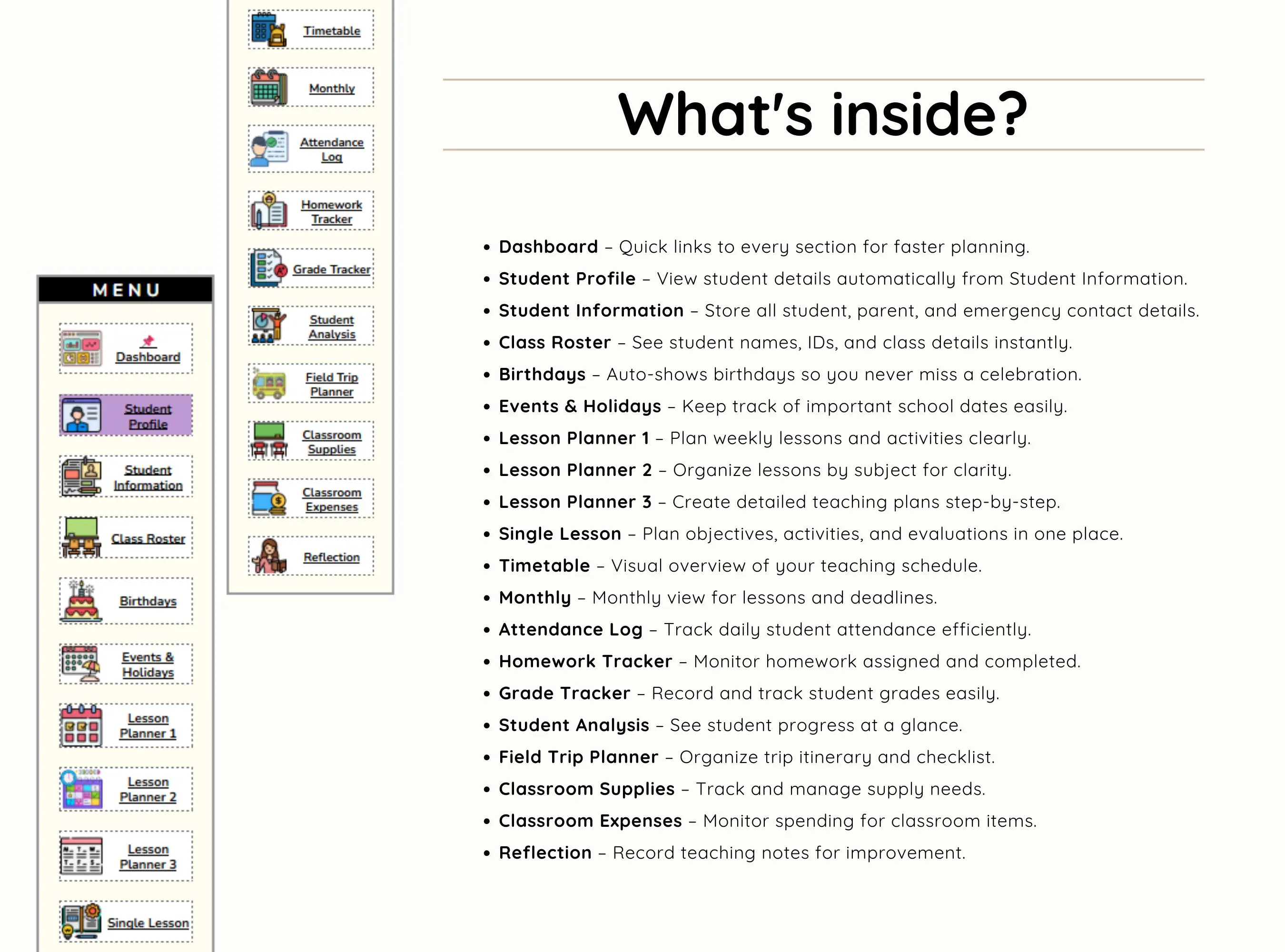Teacher Planner Google Sheets| Teacher Student Planner 2026-2027 Spreadsheet| School Planner| Monthly Planner| Academic Planner| Lesson Plan - image 3