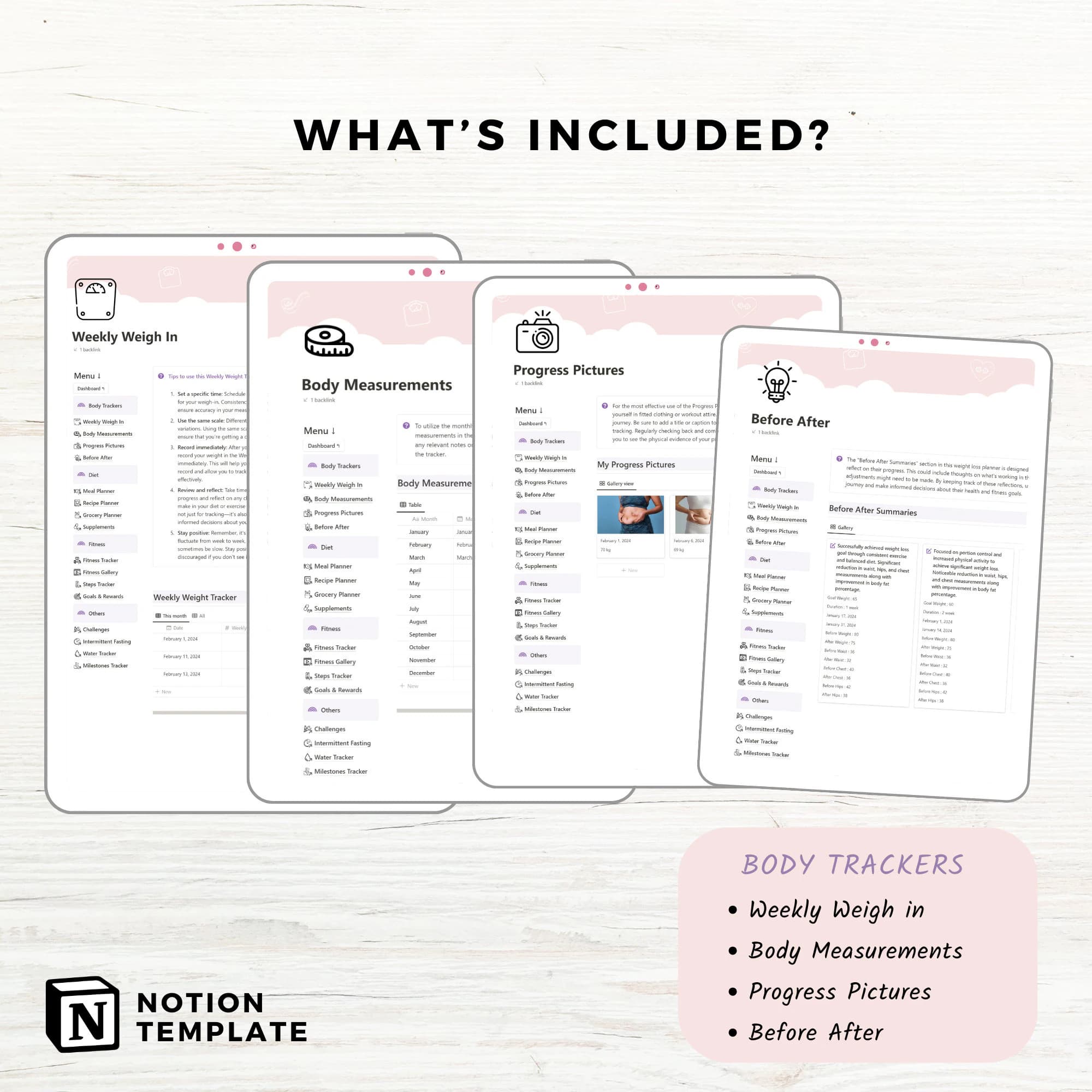 Notion Template, Notion Planner, Weight Loss Tracker, Fitness Notion Planner, Wellness Planner, Meal Planner, Diet Tracker, Fitness Tracker - image 5