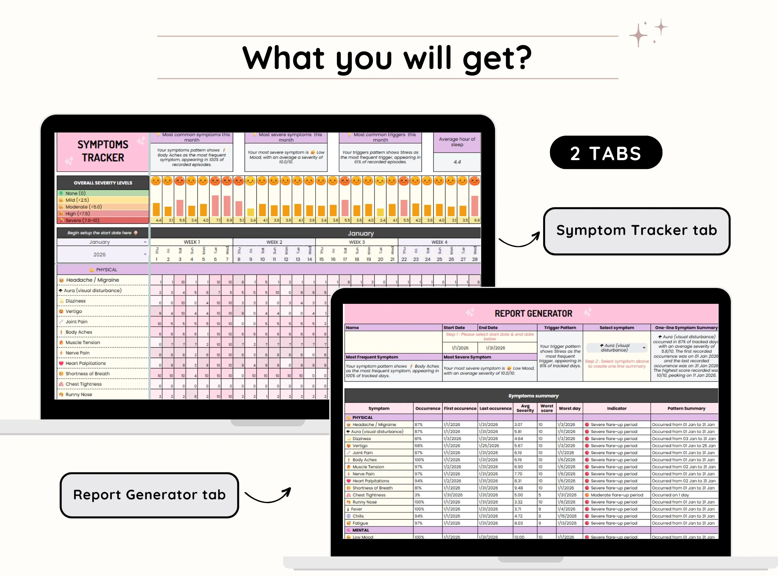 Symptom Tracker Spreadsheet, Wellness Tracker Google Sheets, Symptom Log, Pain Tracker, Mental Health Journal, Medical Tracker Template - image 3