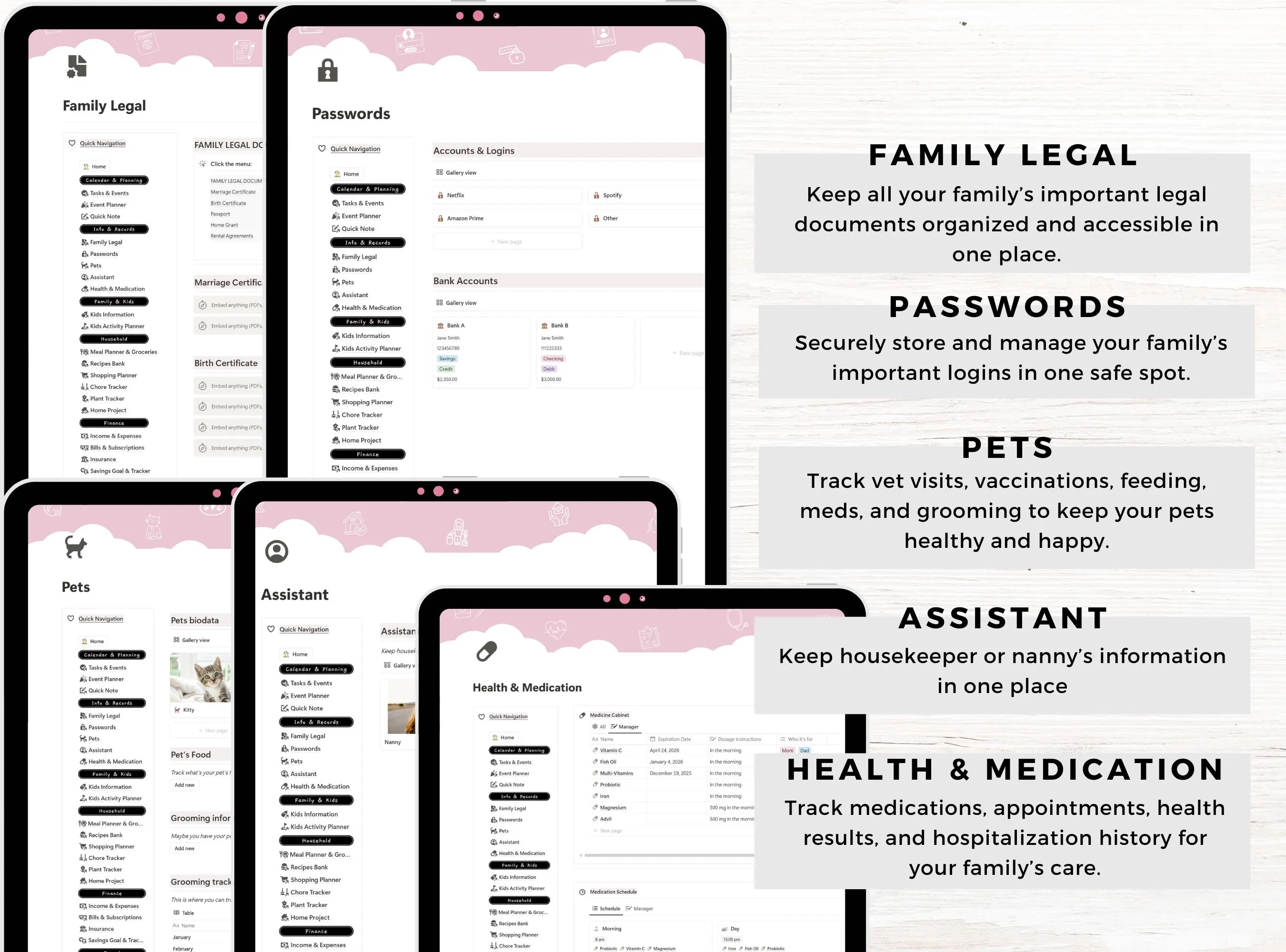 Notion Template Family Household Planner| Home Management Notion Planner| Family Planner Notion Dashboard| Home Organizer| Meal Planner - image 5