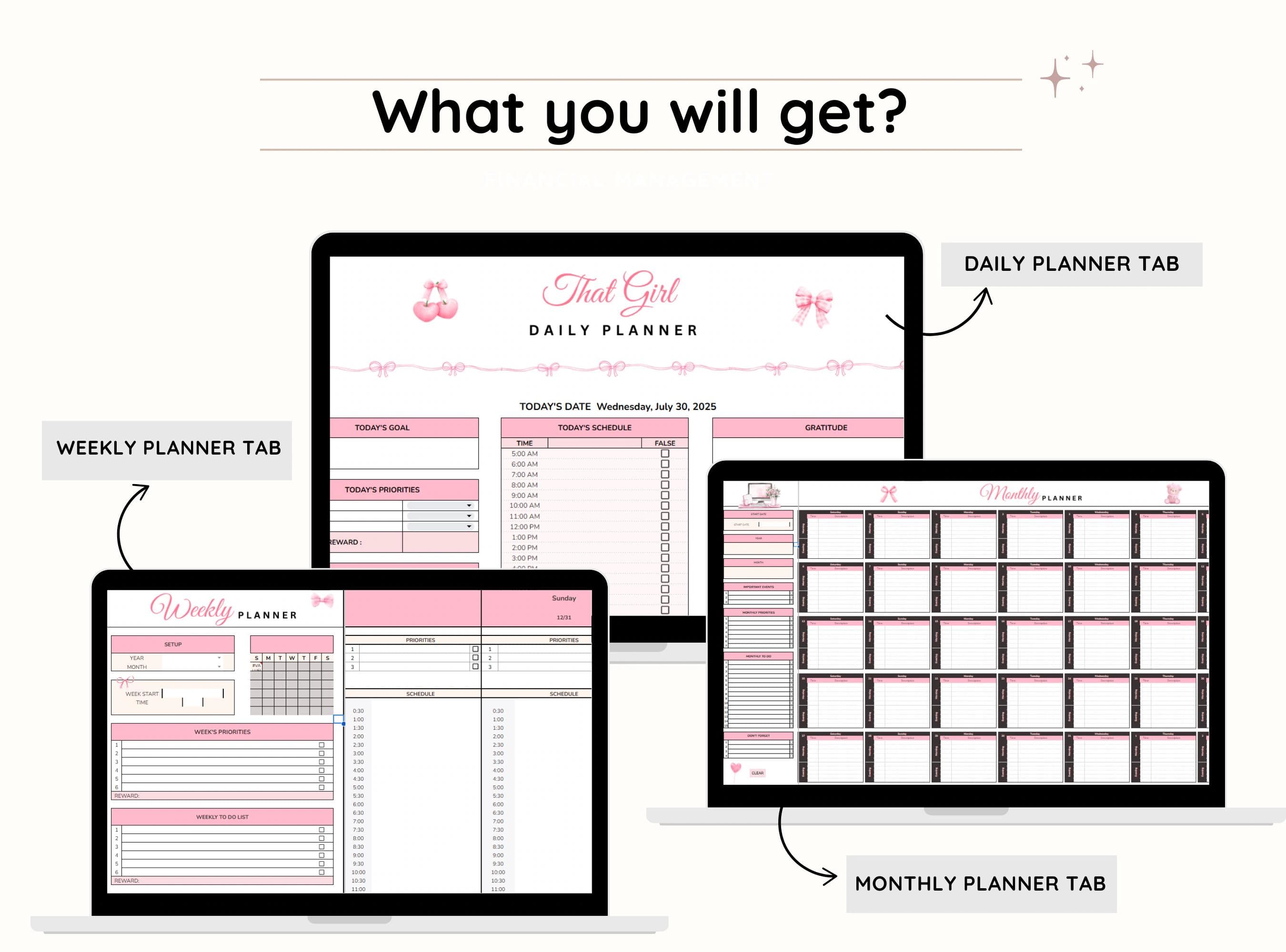 That Girl Daily Planner Google Sheets Template| Weekly Planner| Monthly Calendar| Productivity Planner| Task Tracker| To Do List Spreadsheet - image 3