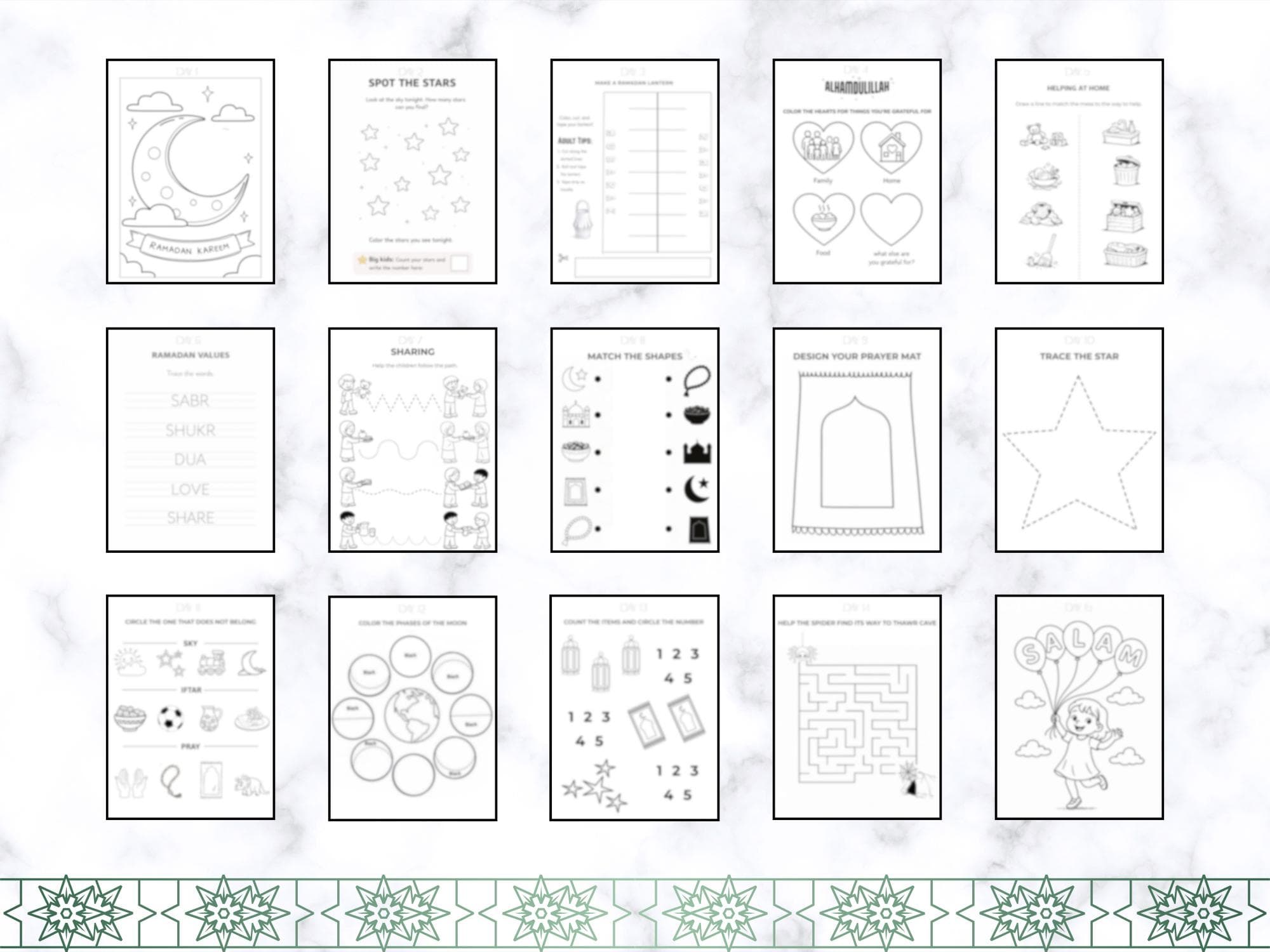 Printed Spiral Bound Ramadan Activity Book for Toddlers  | Coloring, Tracing & Daily Ramadan Activities - image 2
