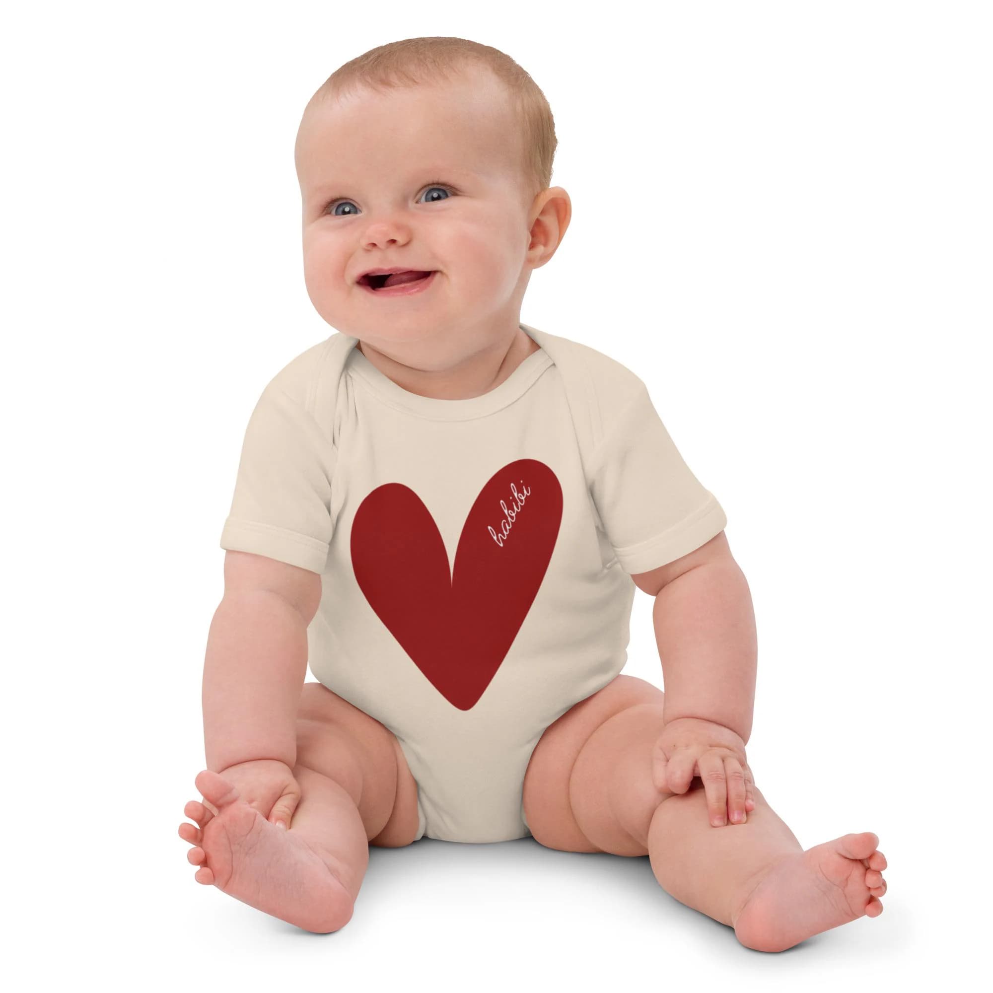 Habibi Baby Bodysuit Organic Cotton | Arabic Baby Outfit | Minimal Heart Onesie | Baby Shower Gift | Newborn Outfit | Soft Baby Clothes