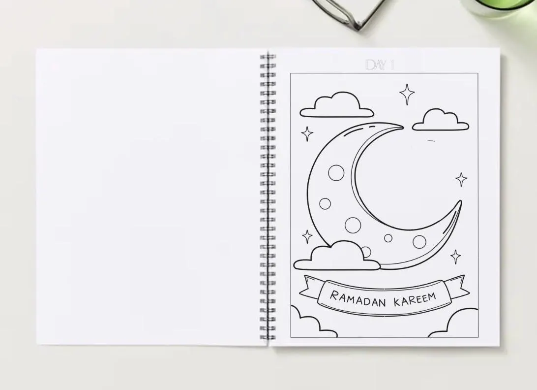 Printed Spiral Bound Ramadan Activity Book for Toddlers  | Coloring, Tracing & Daily Ramadan Activities