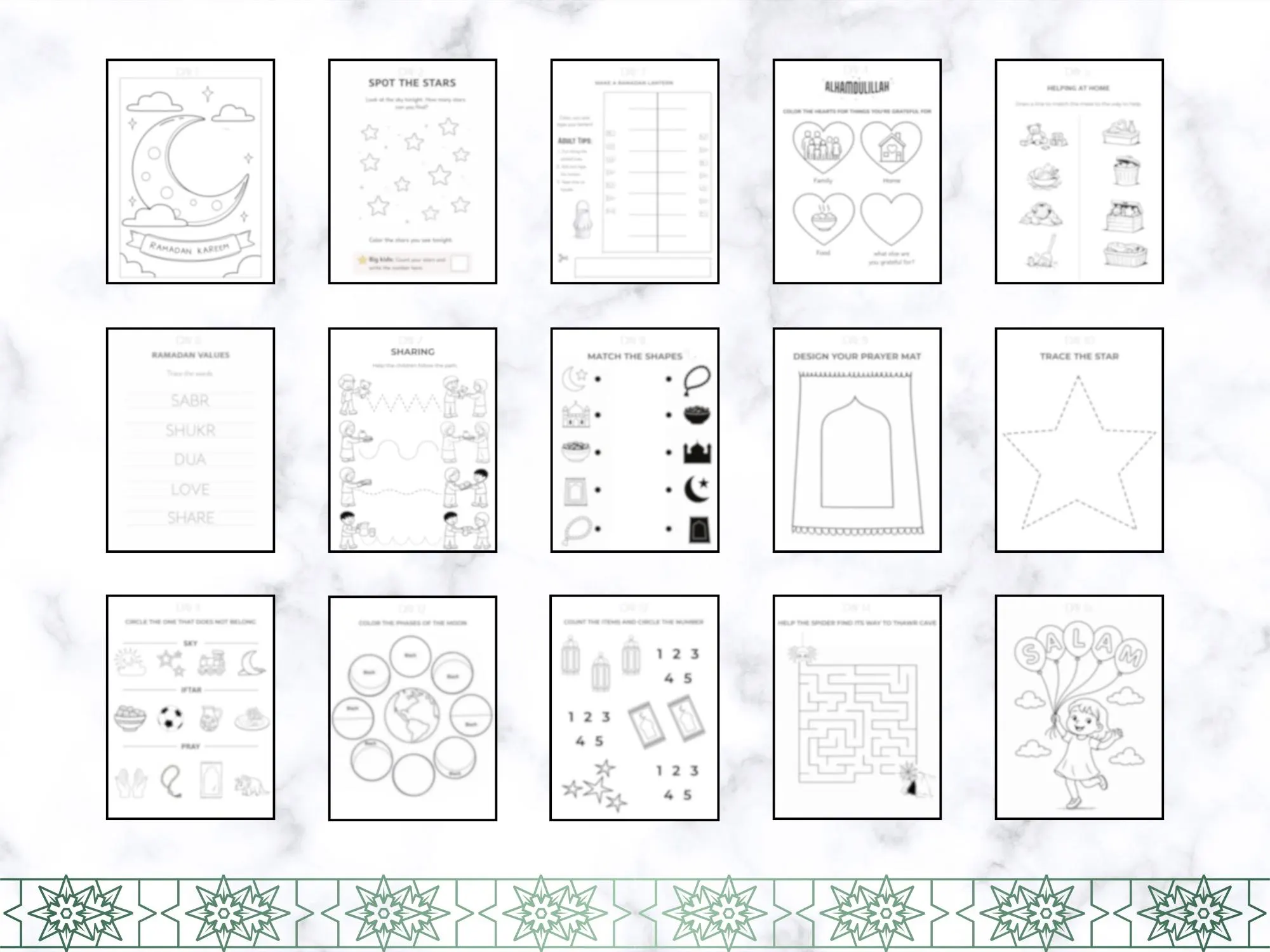 Ramadan Activity Book for Toddlers | 30 Ramadan Activities + 3 Eid Coloring Pages | Ages 2–5 | DIGITAL DOWNLOAD - image 2