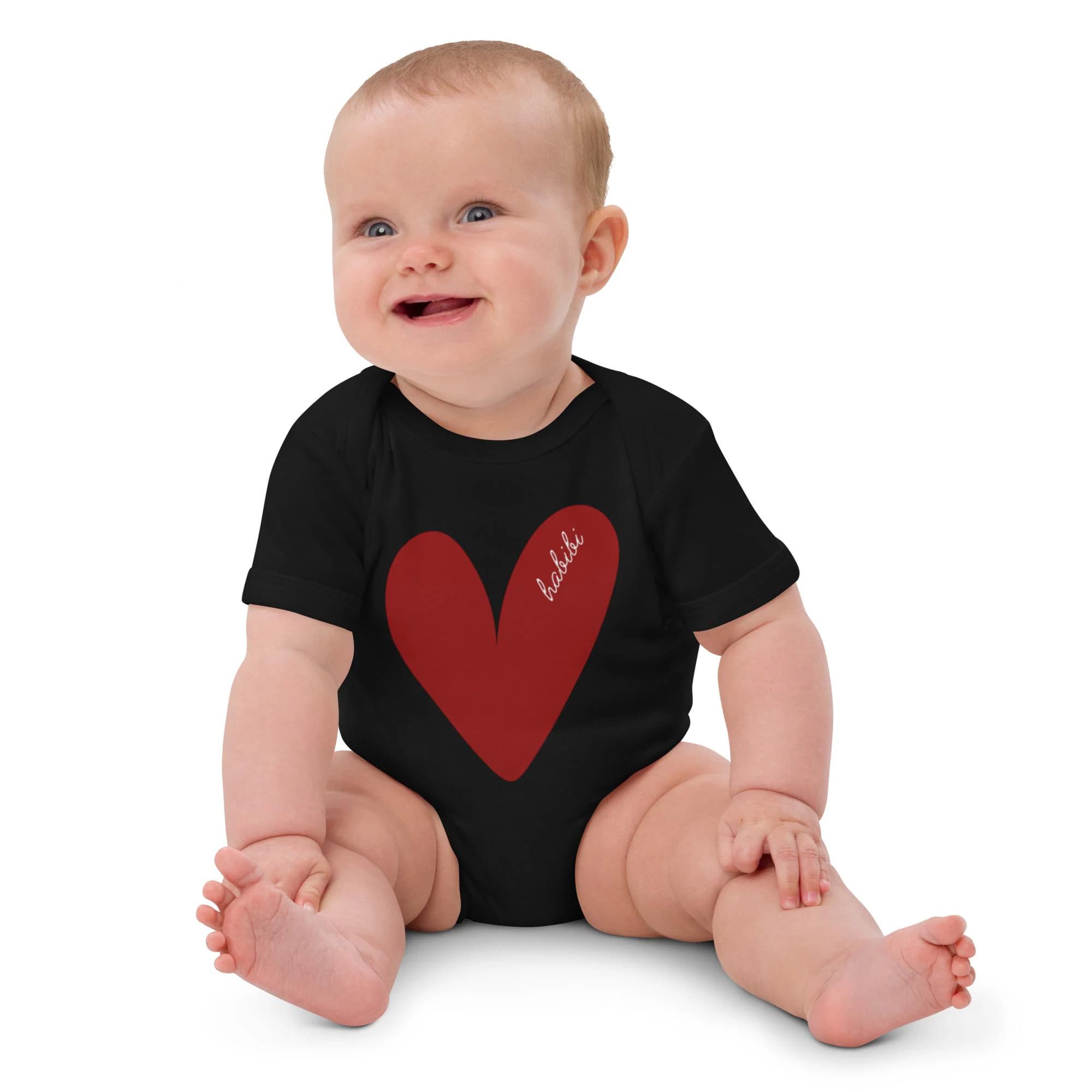 Habibi Baby Bodysuit Organic Cotton | Arabic Baby Outfit | Minimal Heart Onesie | Baby Shower Gift | Newborn Outfit | Soft Baby Clothes
