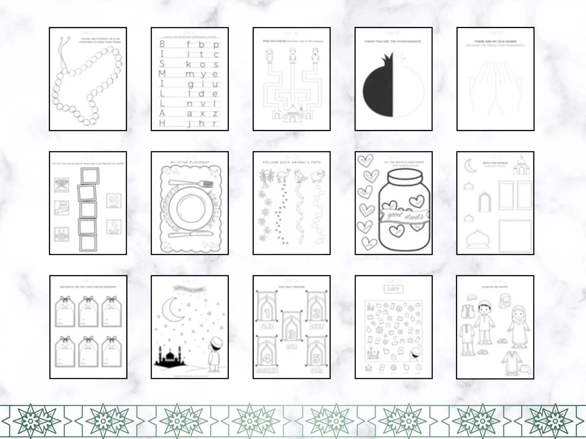 Printed Spiral Bound Ramadan Activity Book for Toddlers  | Coloring, Tracing & Daily Ramadan Activities - image 3