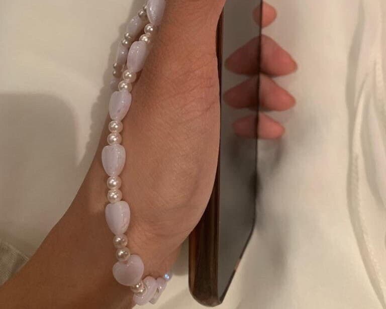 Pearl Heart Beaded Phone Strap - image 5