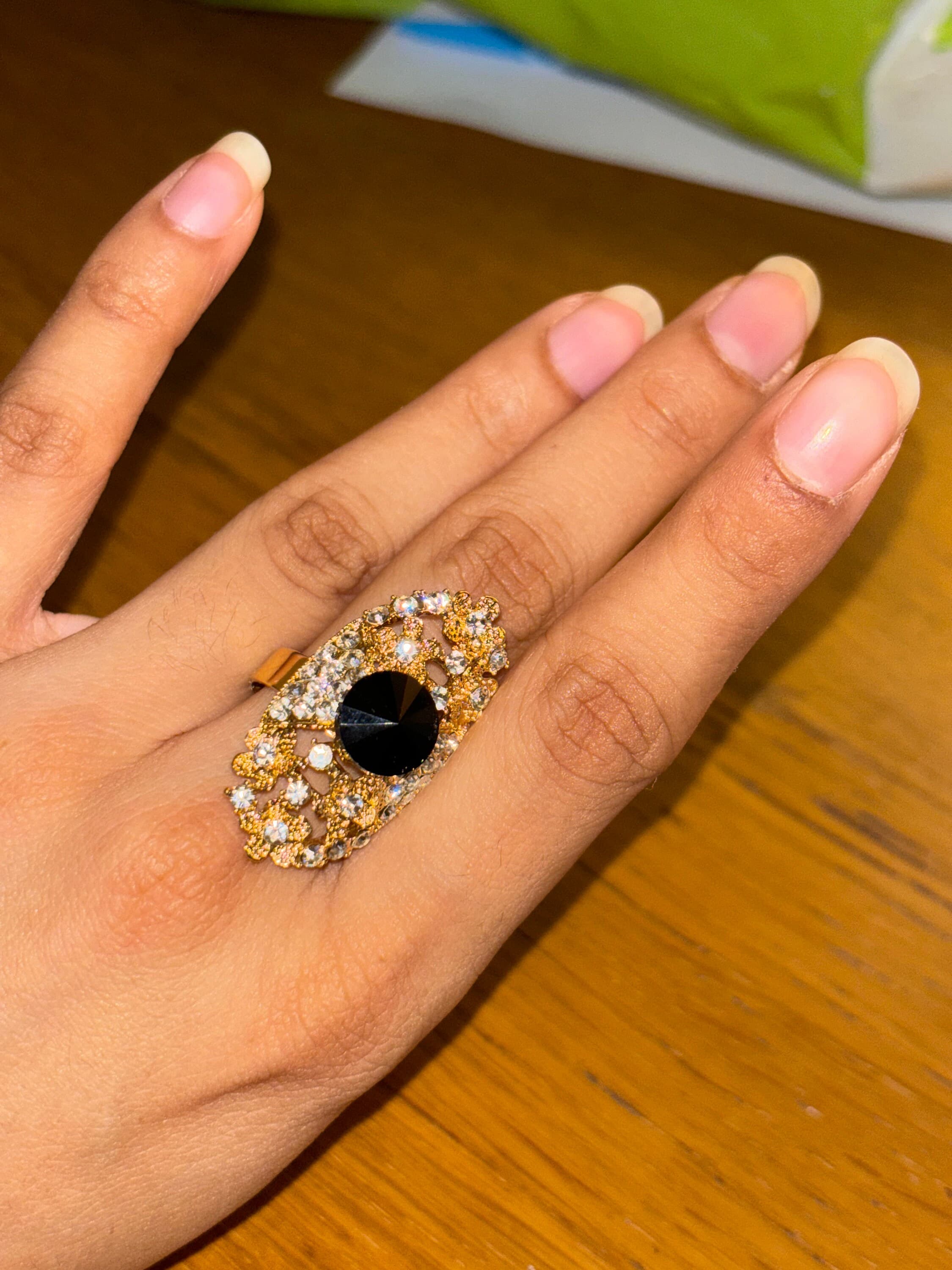 Black and Gold Ring /Pakistani Jewellery Set/Y2K/Indian Jewellery - image 3