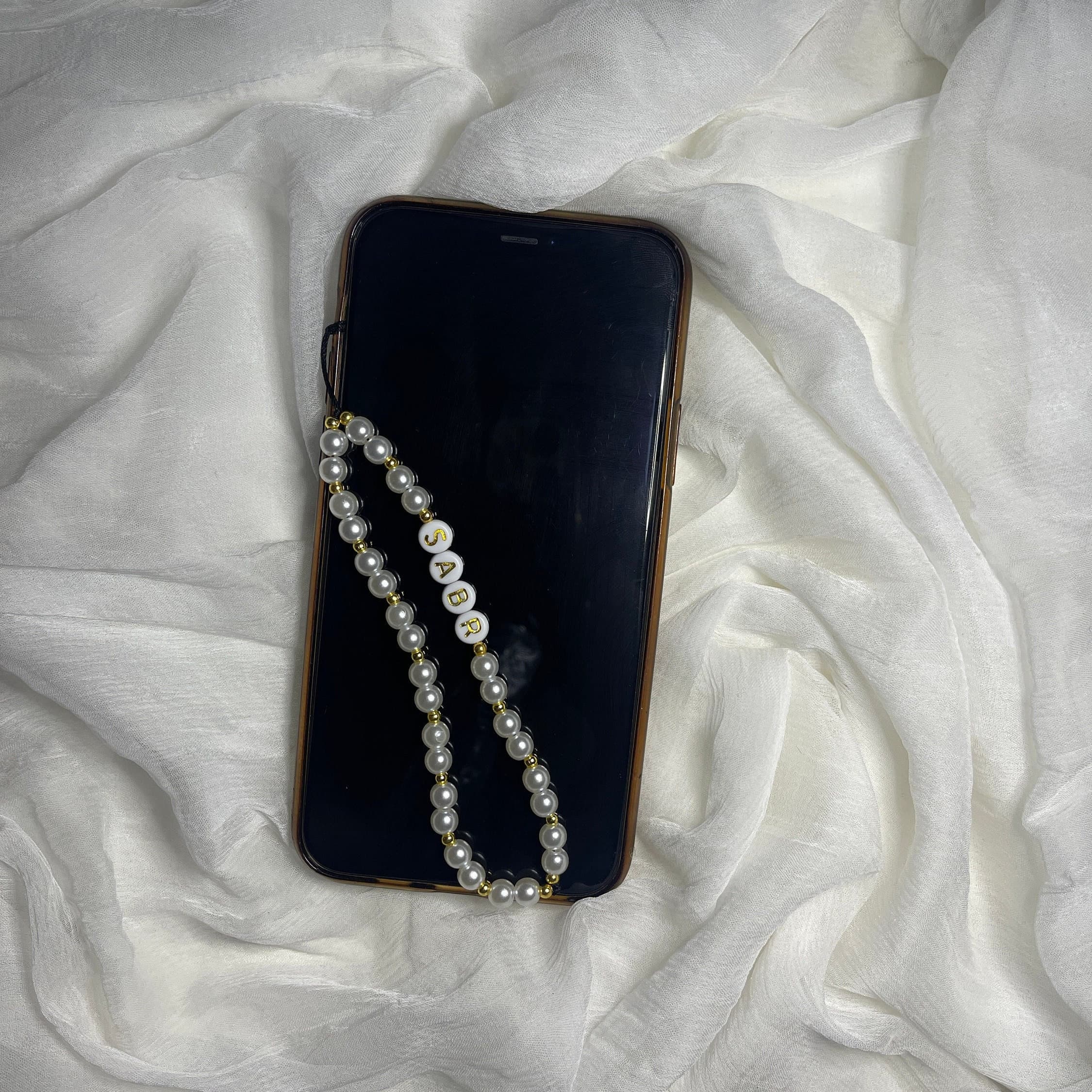 SABR Gold Beaded Phone Strap