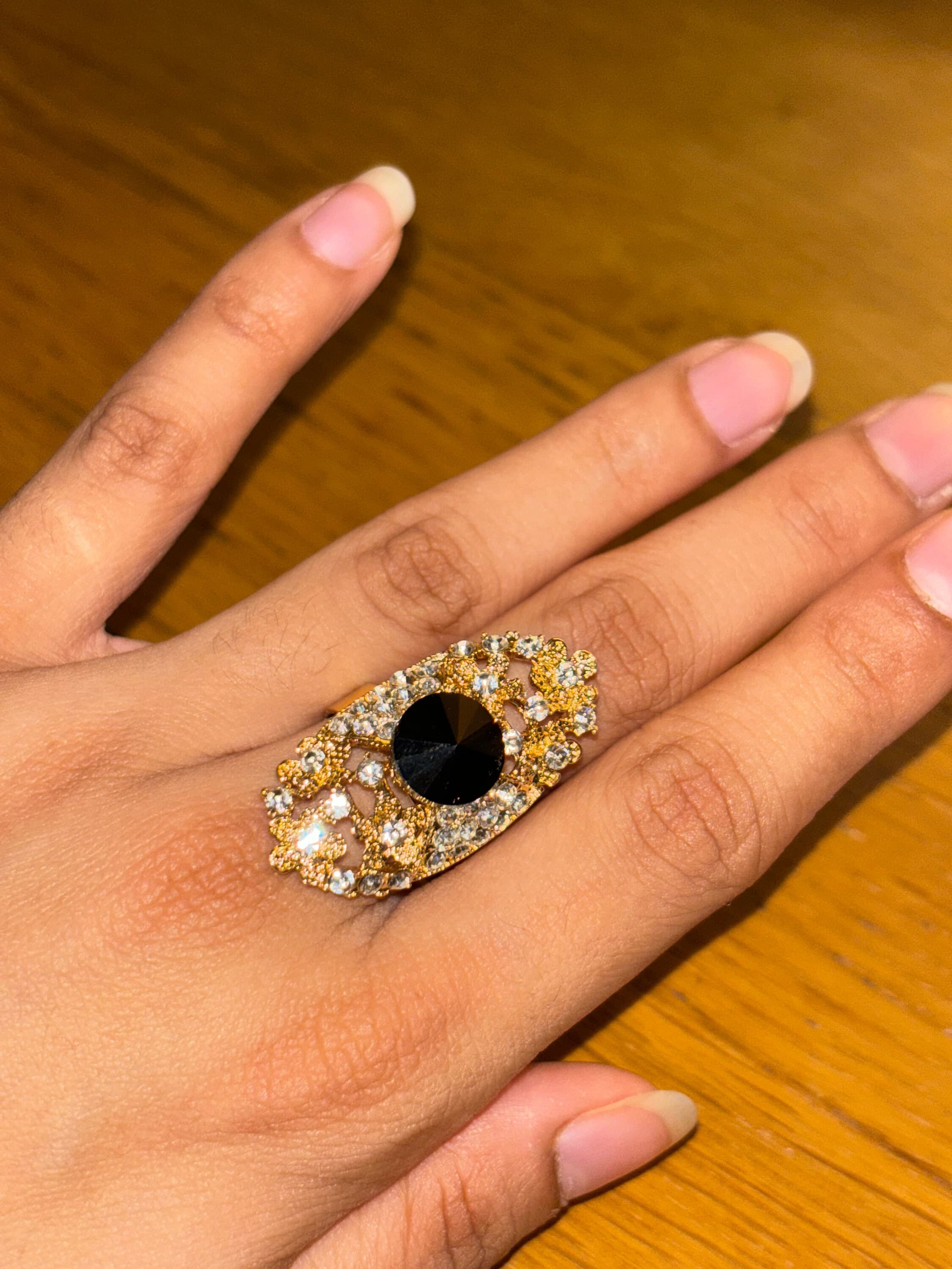 Black and Gold Ring /Pakistani Jewellery Set/Y2K/Indian Jewellery - image 5