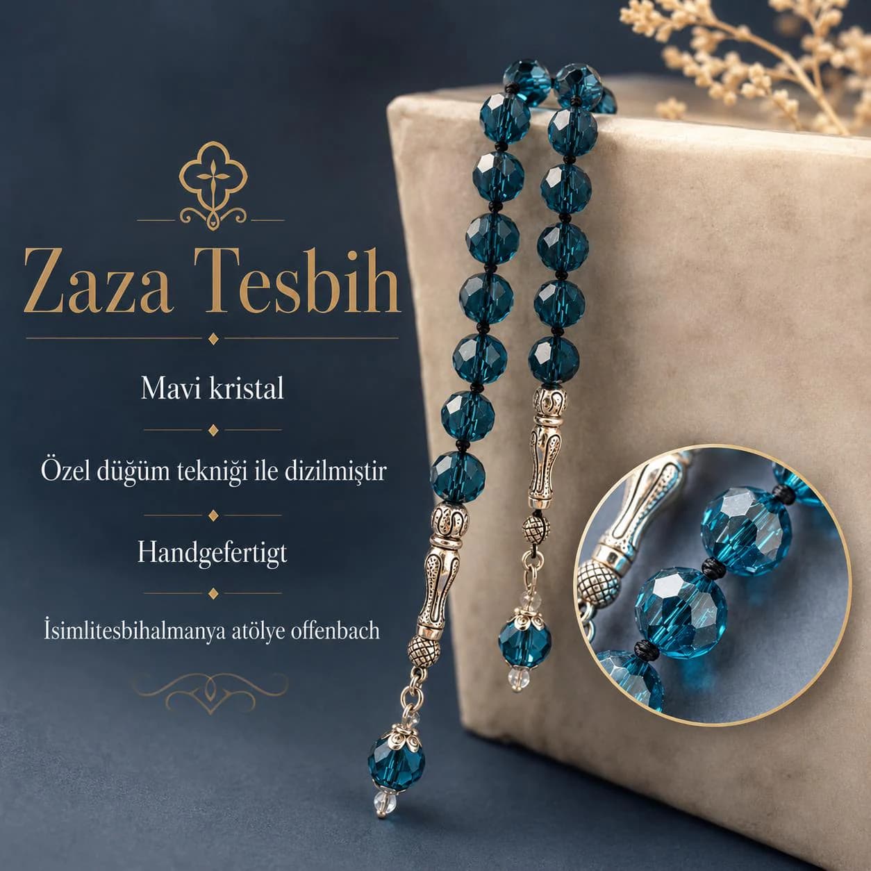 Handgefertigter ZAZA - Tesbih Gebetskette Handgefertigt  - Eigene Herstellung Made in Germany - Direkt aus Offenbach