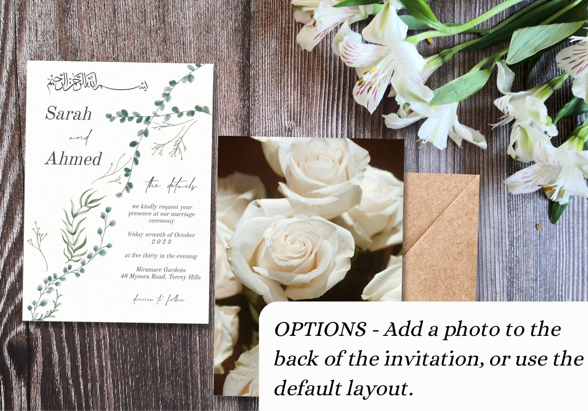 Greenery Nikah Invitation, Muslim Walima Invite, Watercolor (Digital Download) LUSH - image 5