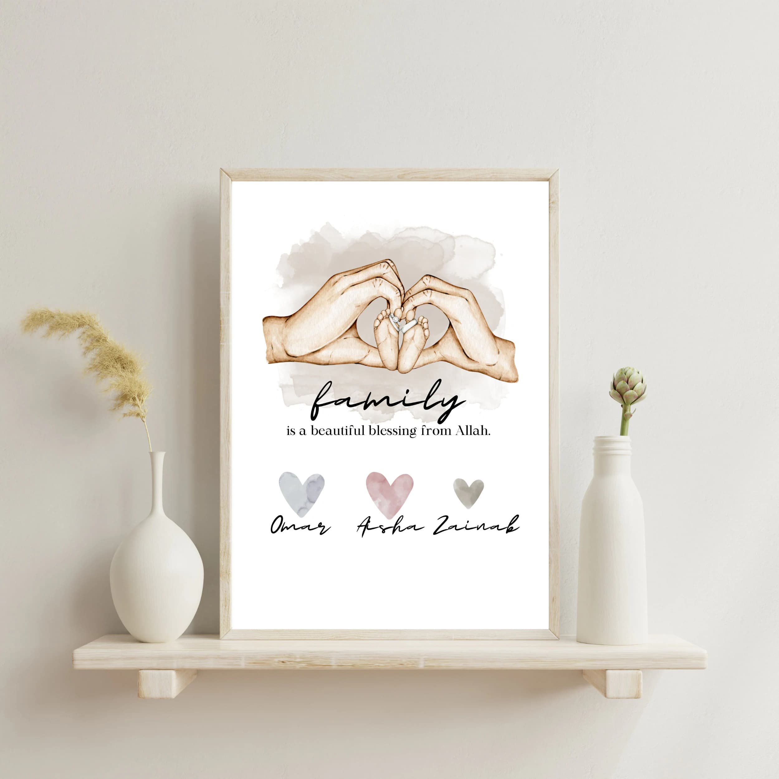 Personalized Muslim Family Hands Print, Islamic Home Decor (PDF)
