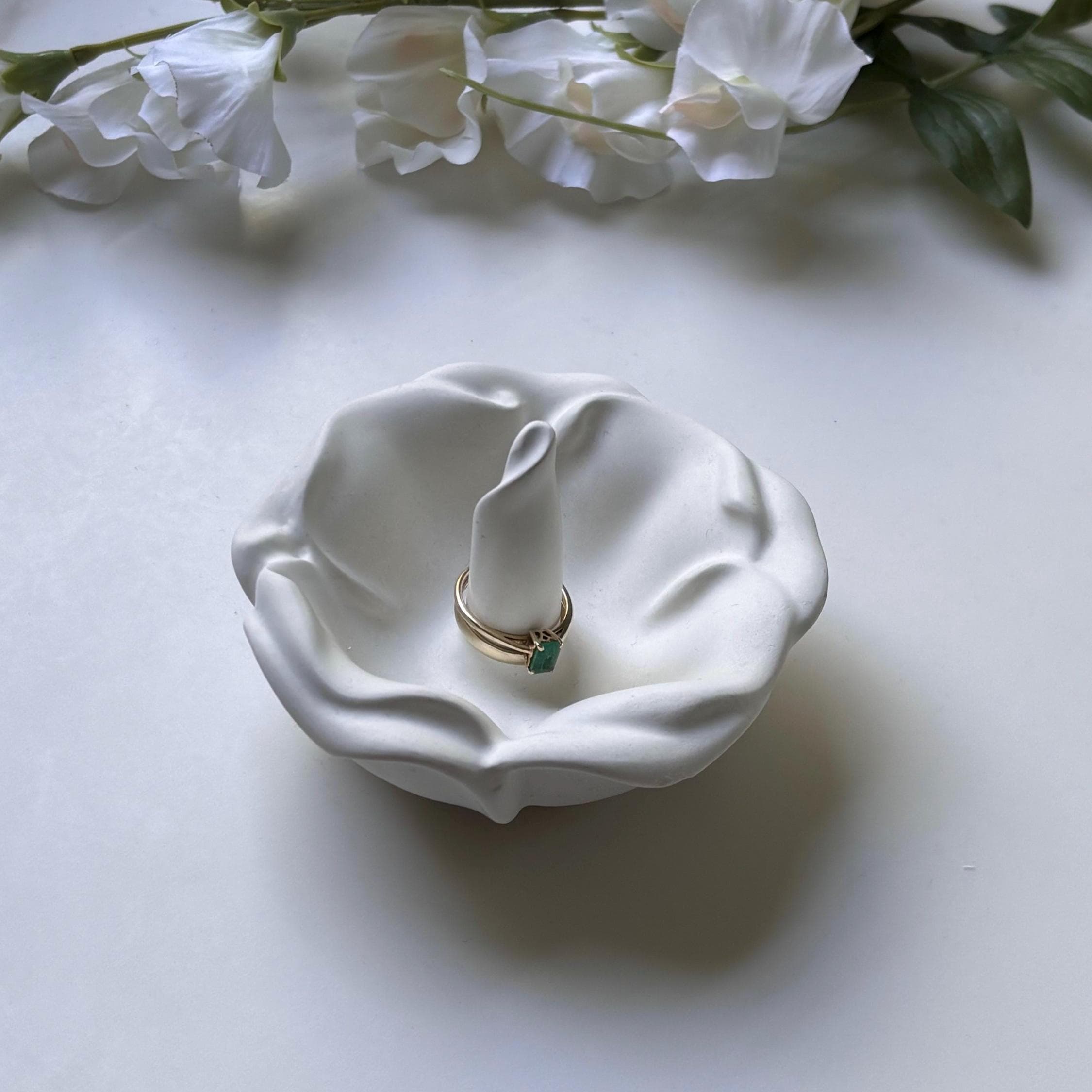 Rose Concrete Ring & Jewellery Holder, Ring Organiser, Rose Trinket Dish, Rose Jewellery Tray - image 4