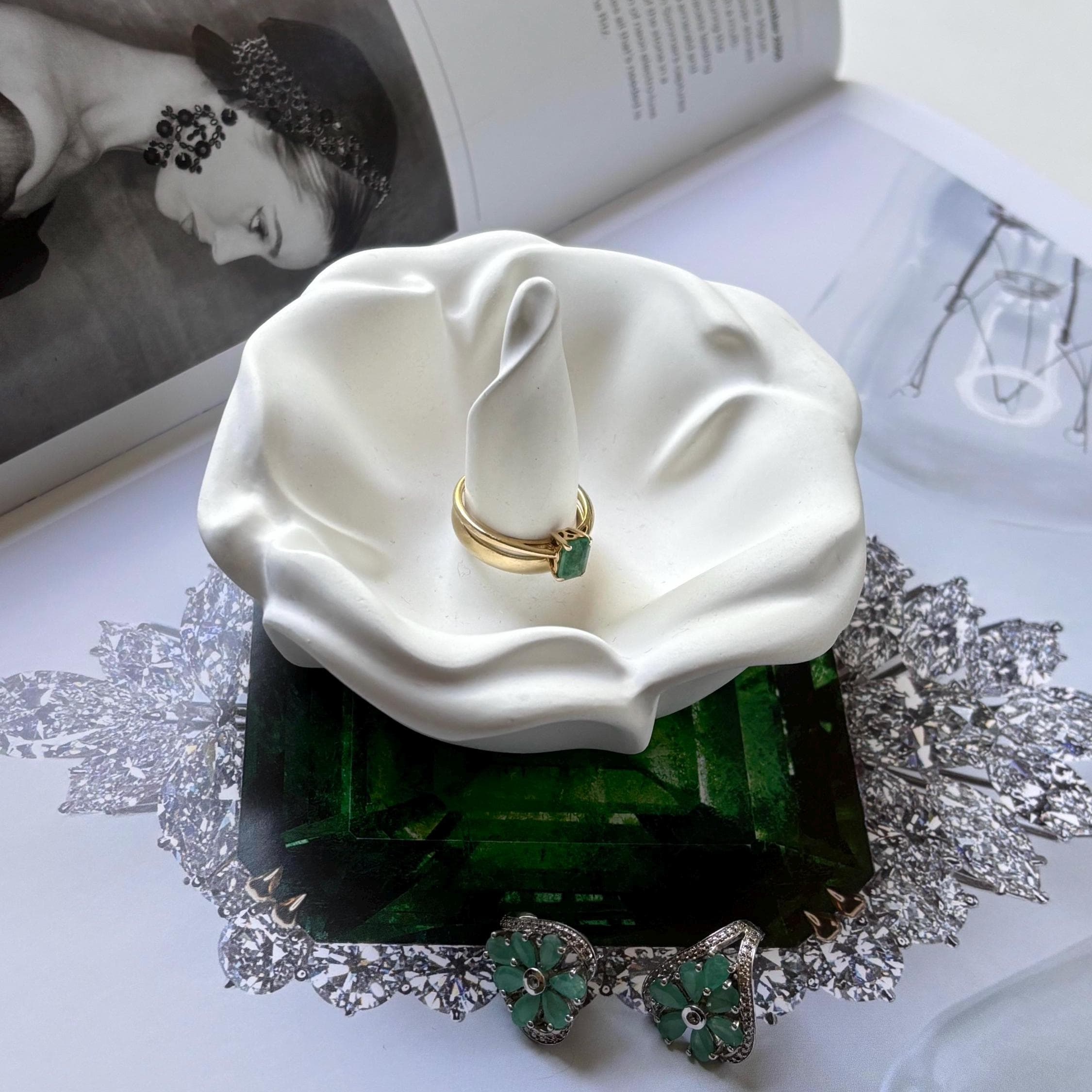Rose Concrete Ring & Jewellery Holder, Ring Organiser, Rose Trinket Dish, Rose Jewellery Tray - image 3