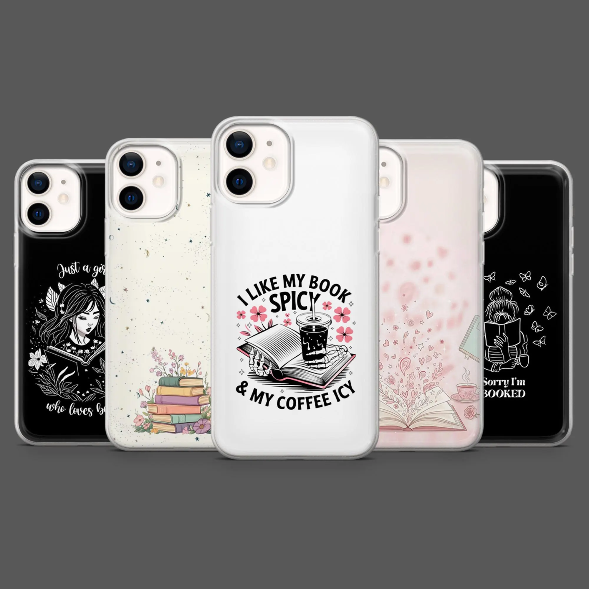 Bookish Flower Phone Case Book Lover Reader Cover for iPhone 18Pro, 17, 16, 15, 14, 13, Samsung S26, S25, S24, S23, A17, A57,A37 Pixel 11,10