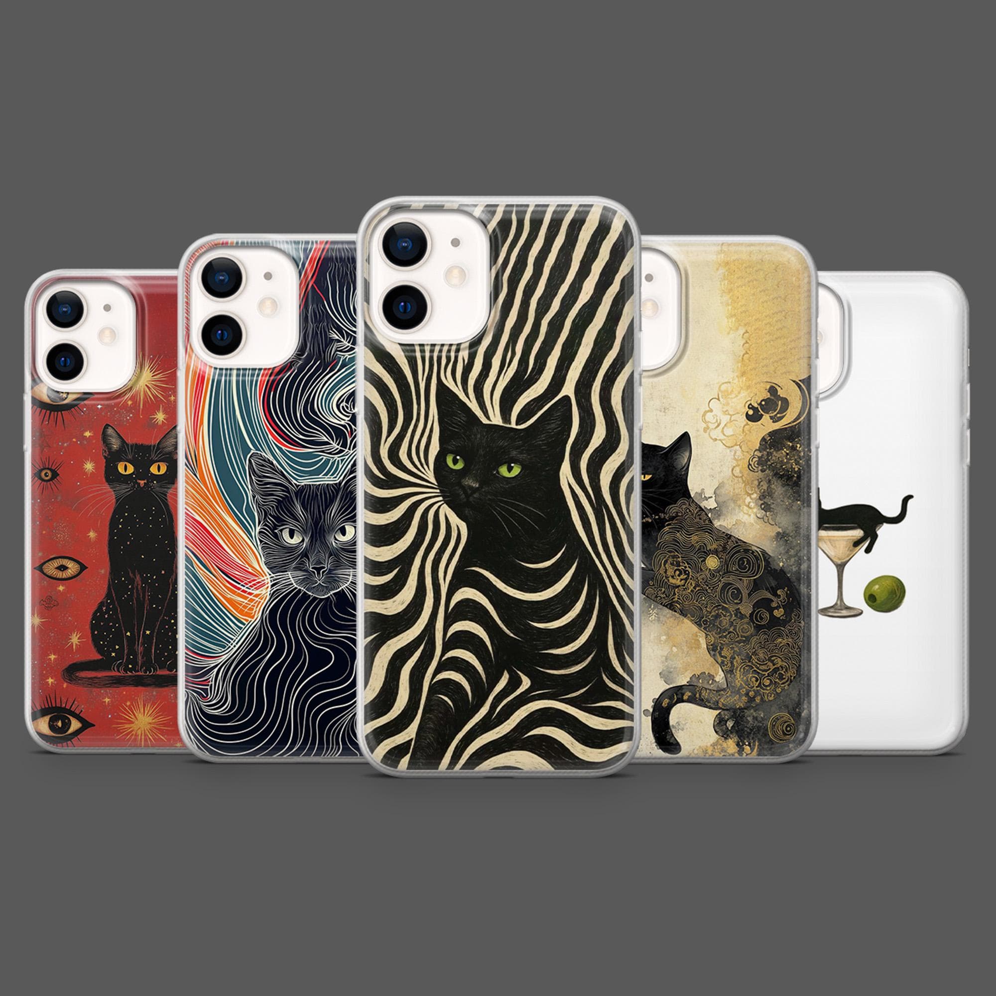 Black Cat Phone Case Old Money Smoking Bookish for iPhone 18Pro, 17, 16, 15, 14, 13, Samsung S26, S25, S24, S23, A17, A57, A37 Pixel 11, 10