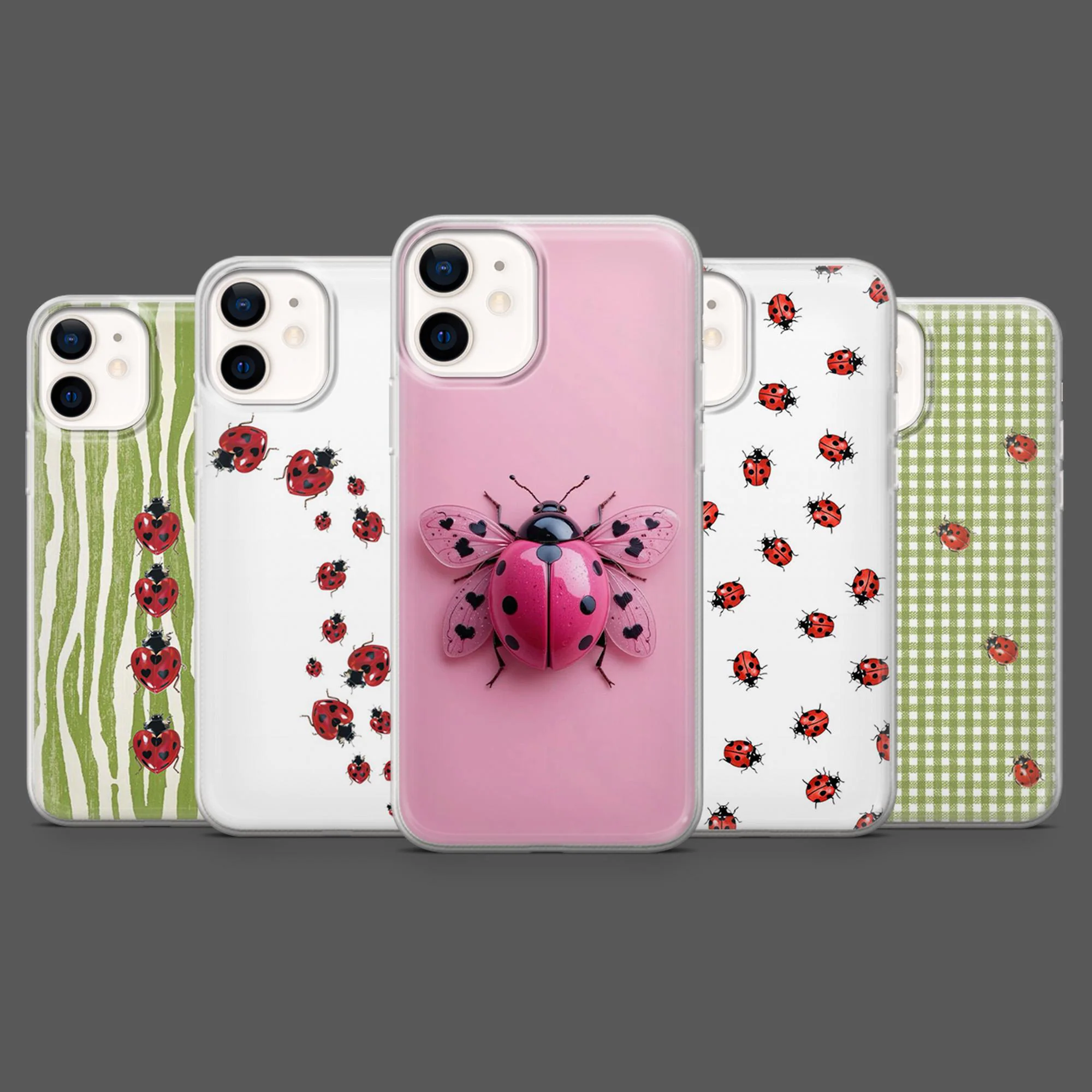 Ladybug Phone Case Cute Spring Polka Dot Cover for iPhone 18Pro, 17, 16, 15, 14, 13, Samsung S26, S25, S24, S23, A17, A57, A37 Pixel 11, 10