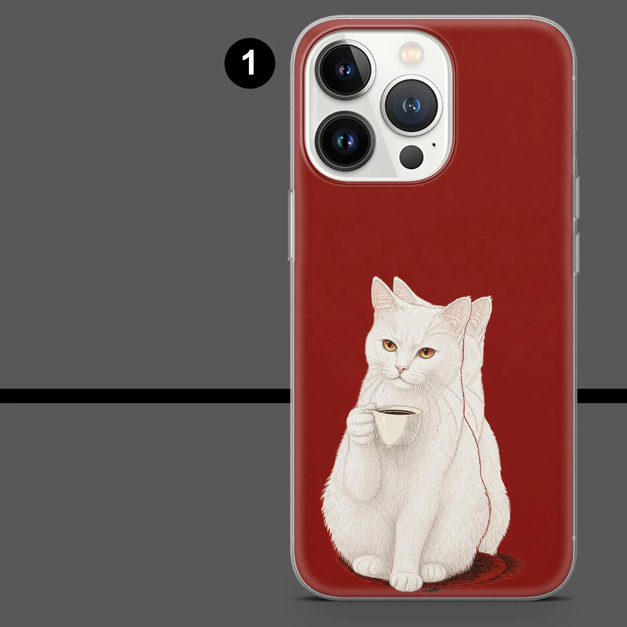 White Cat Phone Case Old Money Smoking Cat Painting for iPhone 18Pro, 17, 16, 15, 14, 13, Samsung S26, S25, S24, S23,A17,A57,A37 Pixel 11,10 - image 3