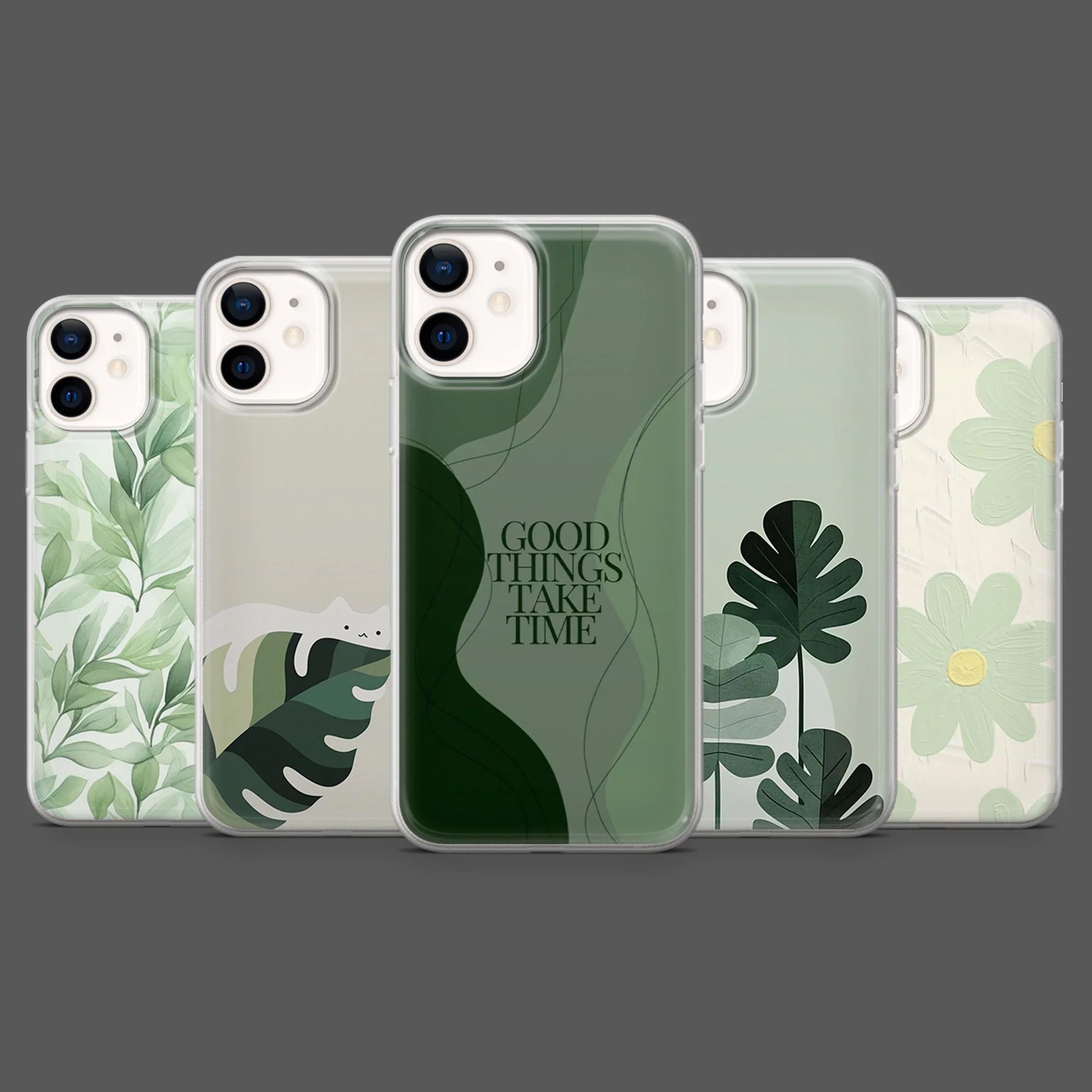Green Phone Case Mint Plant Botanical Minimal Cover for iPhone 18Pro, 17, 16, 15, 14, 13, Samsung S26, S25, S24, S23,A17,A57,A37 Pixel 11,10