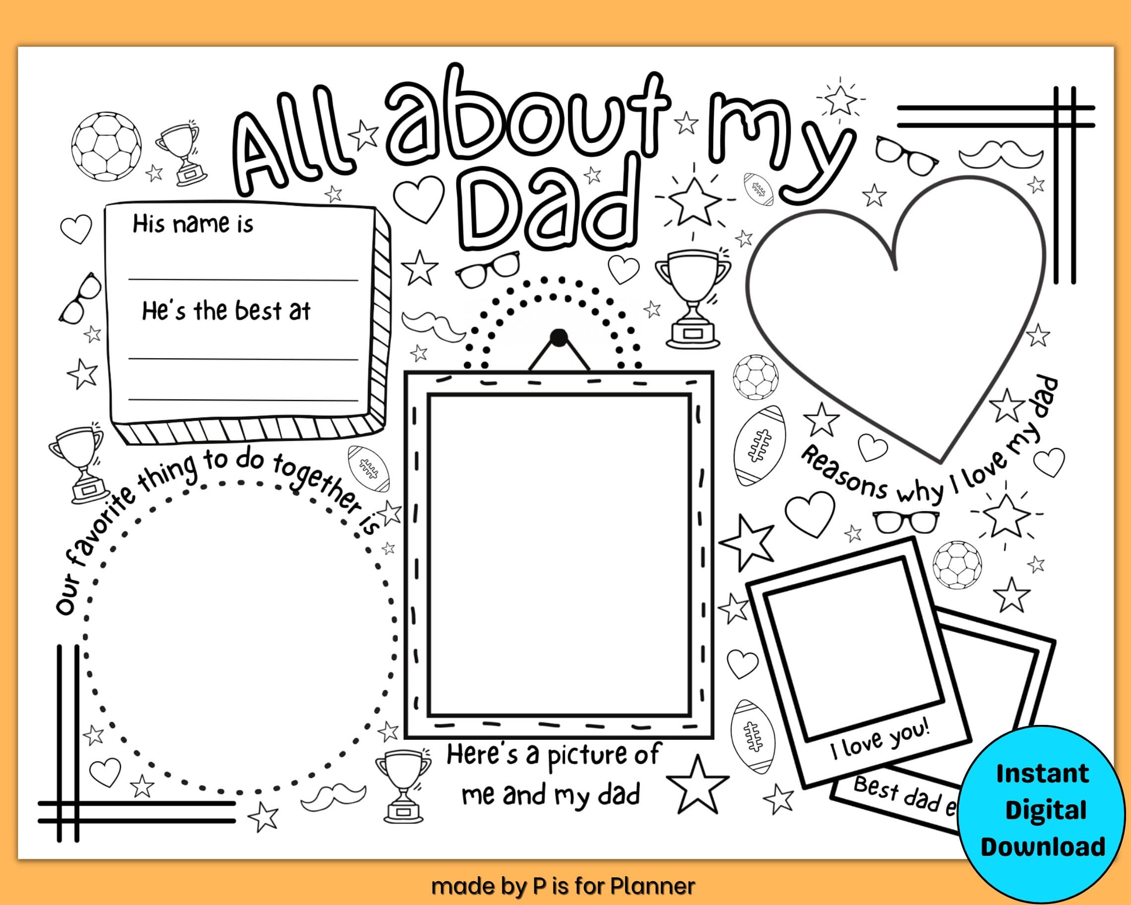 All About My Dad Printable Colouring Page, All About My Dad Fill in the Blank Worksheet, Special Father’s Day Craft - image 4