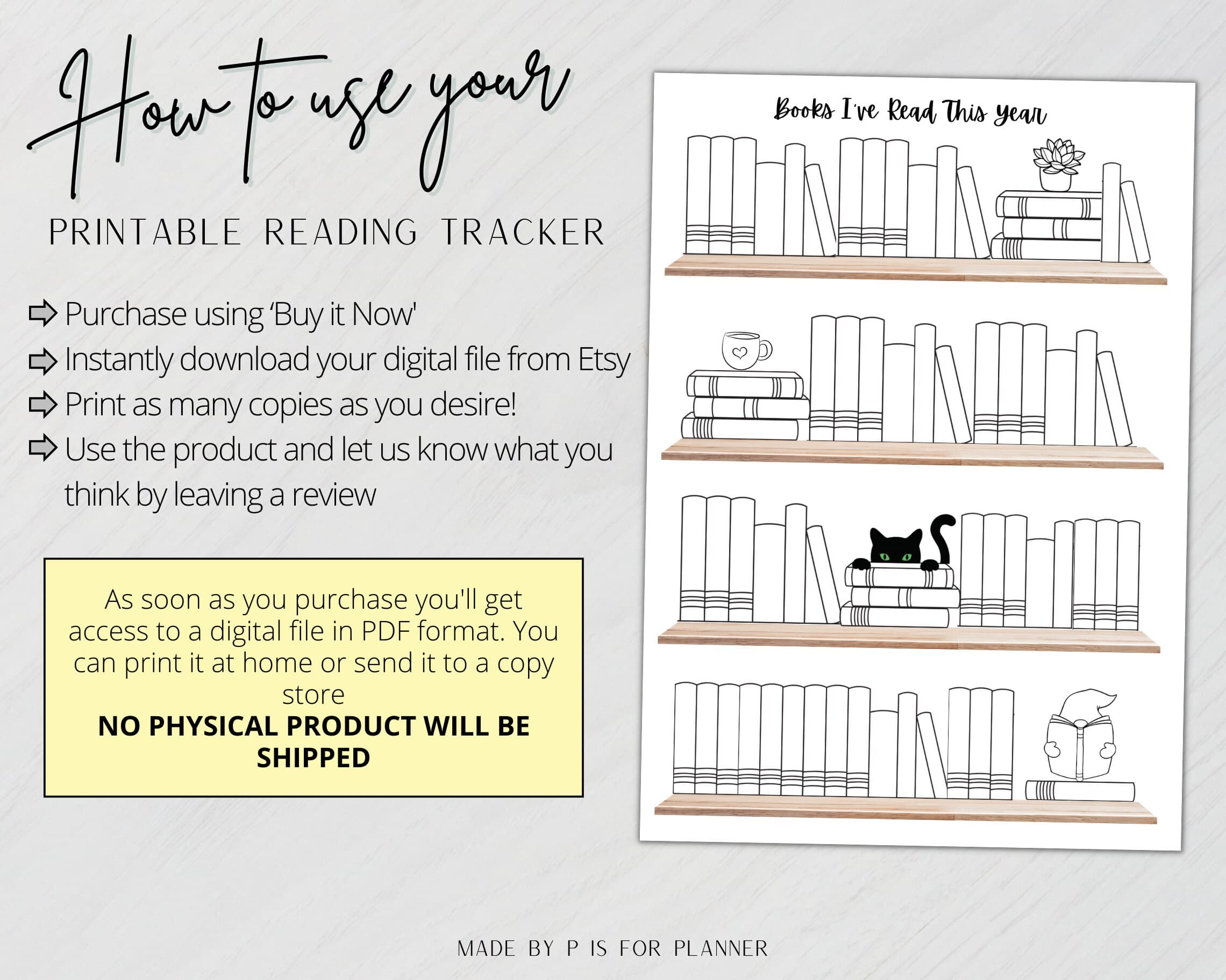 Reading Tracker Printable, Bookshelf Reading Log, Book Tracker, Book Lover Reading Challenge, Book Reading Goals, Reading Planner - image 5