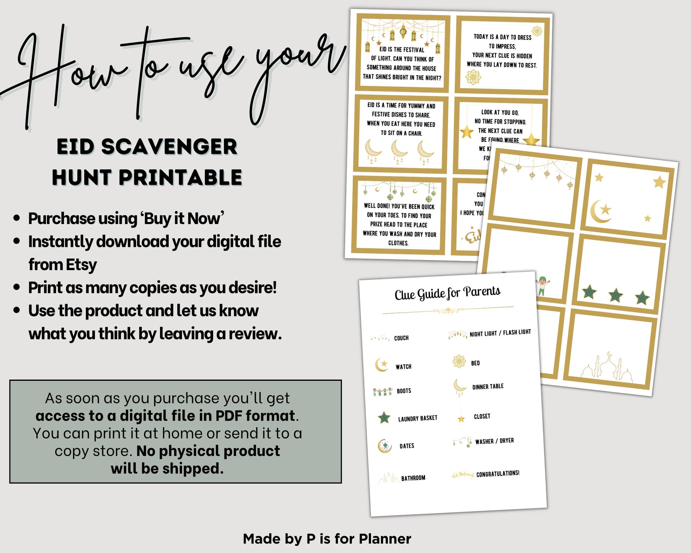 Eid Scavenger Hunt for Kids, Indoor Scavenger Hunt Clues, Ramadan Kids Treasure Hunt Clues, Printable Eid Activity, Ramadan Game - image 2