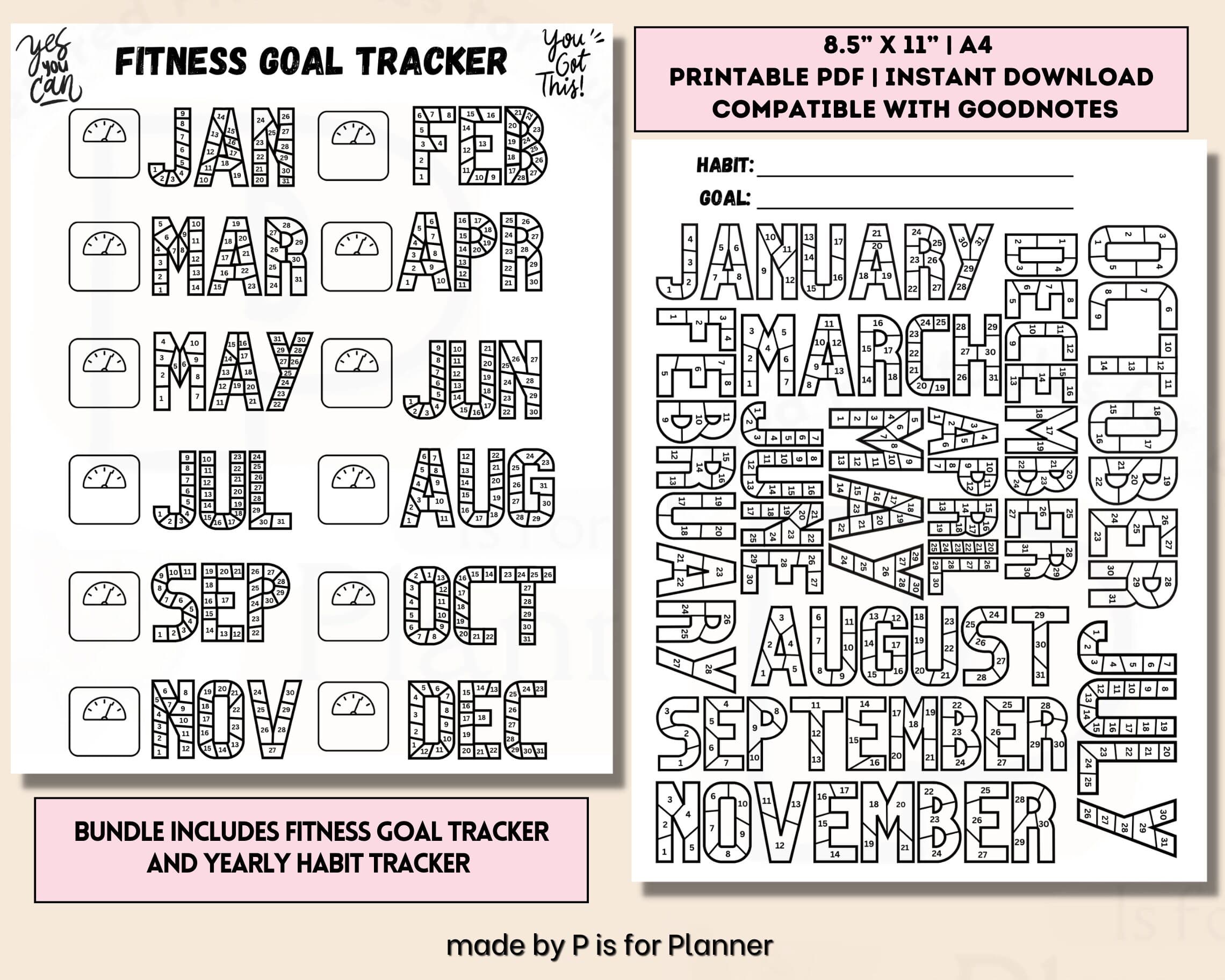 Yearly Fitness Health Trackers, Nutrition Tracker, Weight Loss Tracker, 365 Day Exercise & Diet Journal, Workout Tracker - image 3