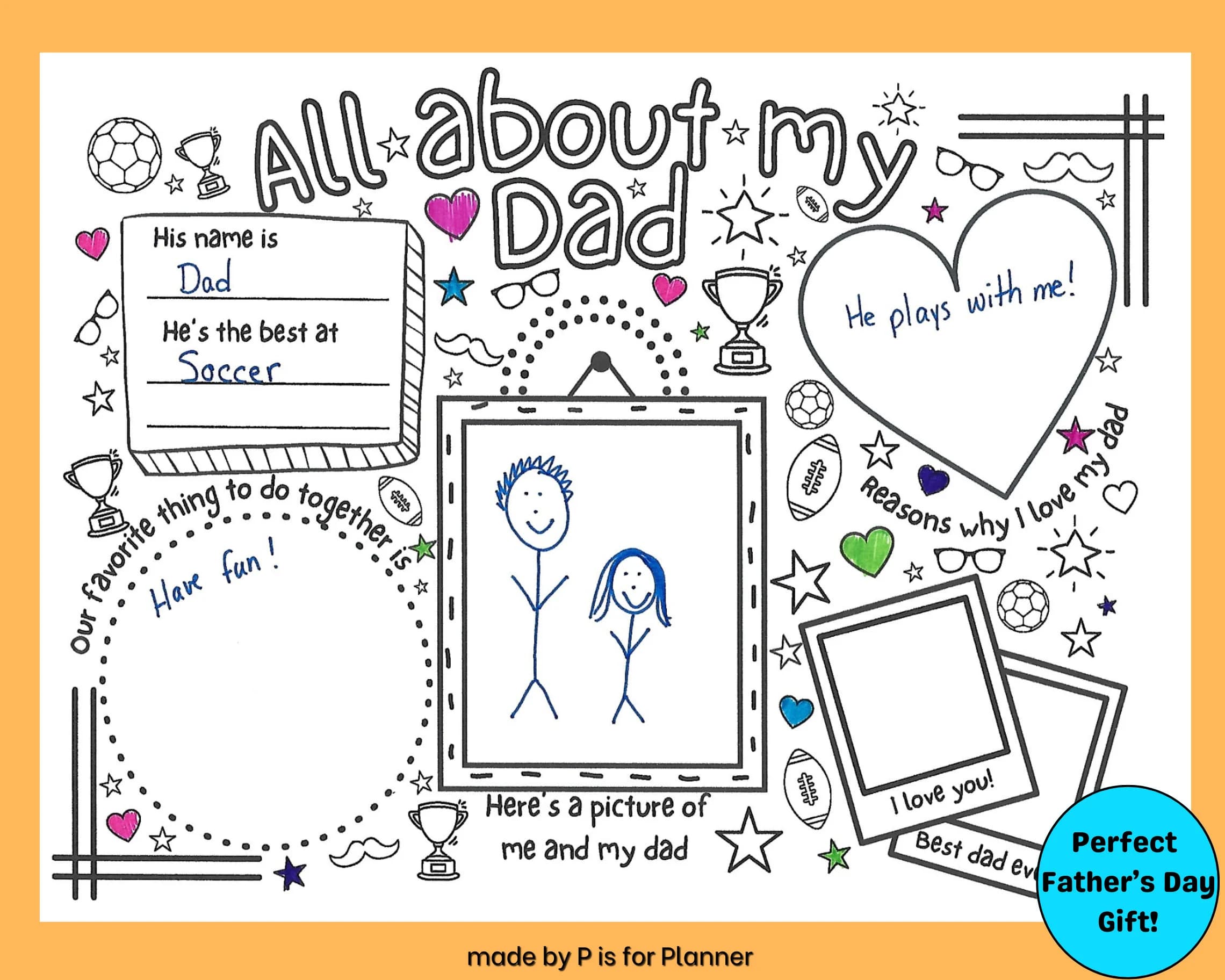 All About My Dad Printable Colouring Page, All About My Dad Fill in the Blank Worksheet, Special Father’s Day Craft - image 3