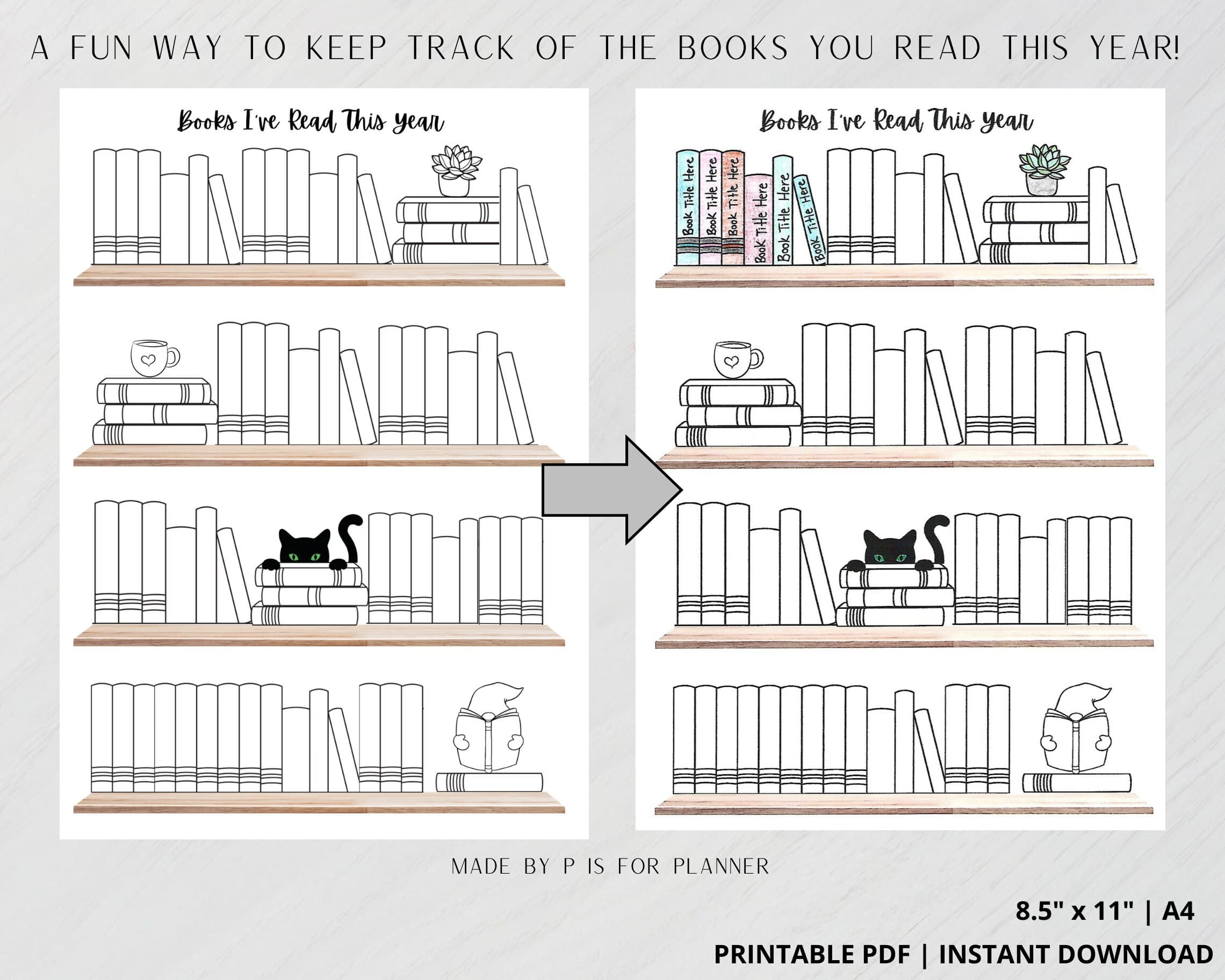 Reading Tracker Printable, Bookshelf Reading Log, Book Tracker, Book Lover Reading Challenge, Book Reading Goals, Reading Planner - image 3