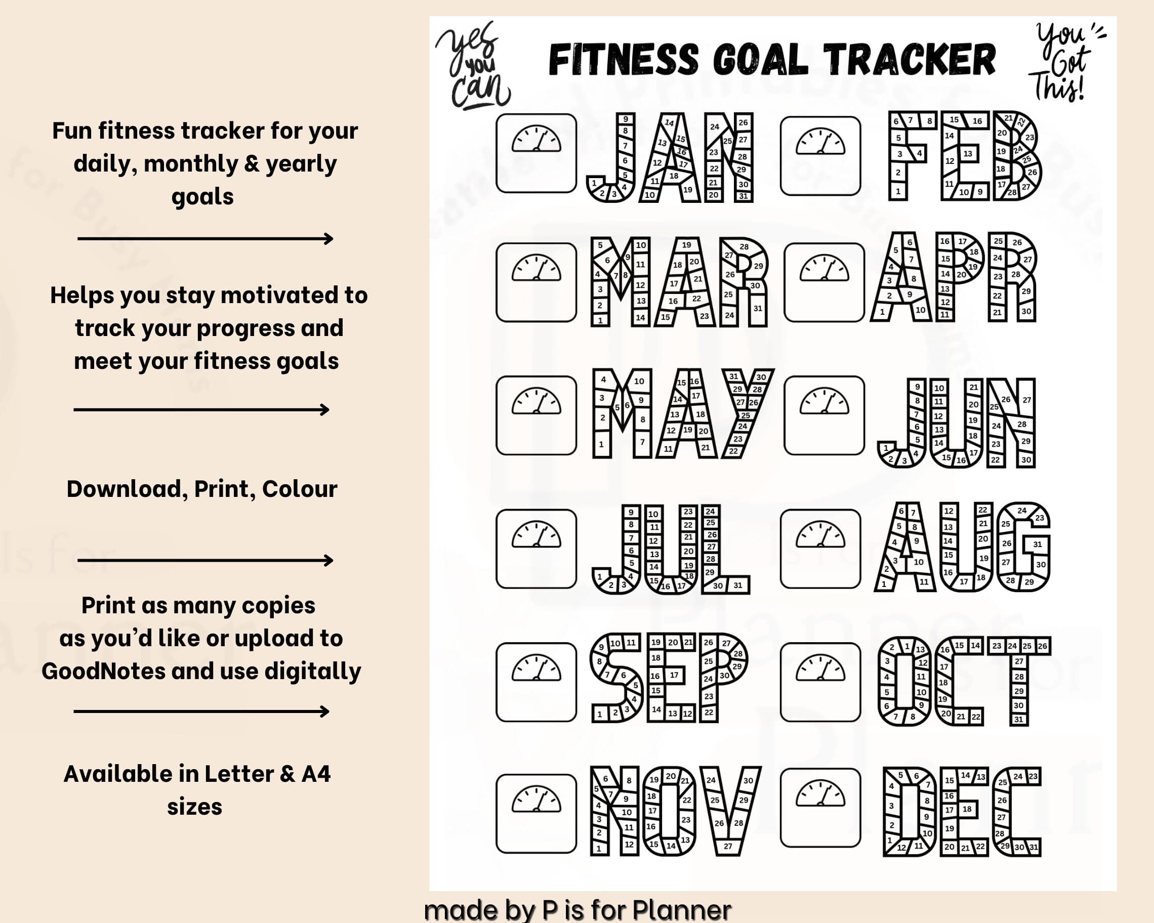 Yearly Fitness Health Trackers, Nutrition Tracker, Weight Loss Tracker, 365 Day Exercise & Diet Journal, Workout Tracker - image 4