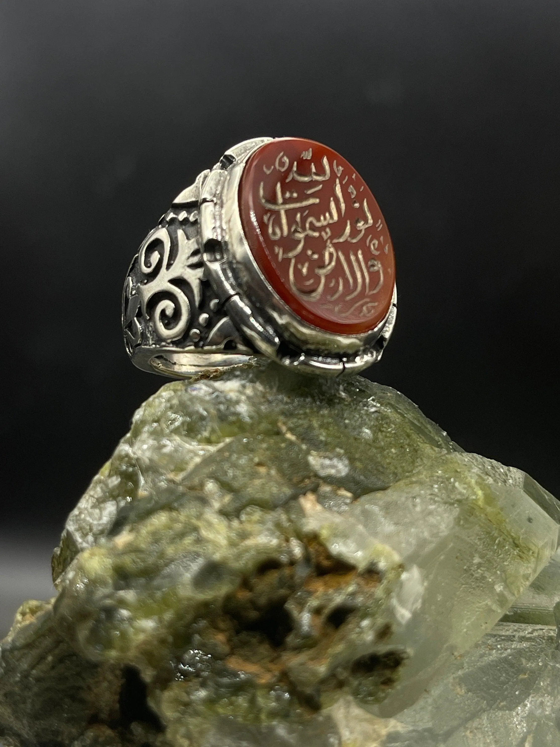 Agate Stone Ring,Engraving Silver Ring, 925k Sterling Silver, Men Jewelry, Personalized Jewelry, Calligraphy on Ring, Muslim Gift