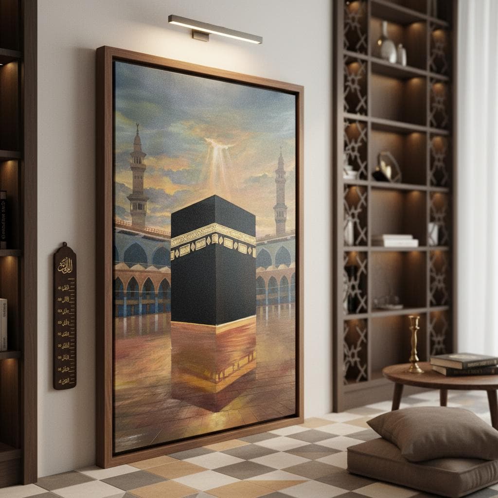 Kaaba Mecca Oil Painting Art Print | Sunset Mosque Landscape - image 4