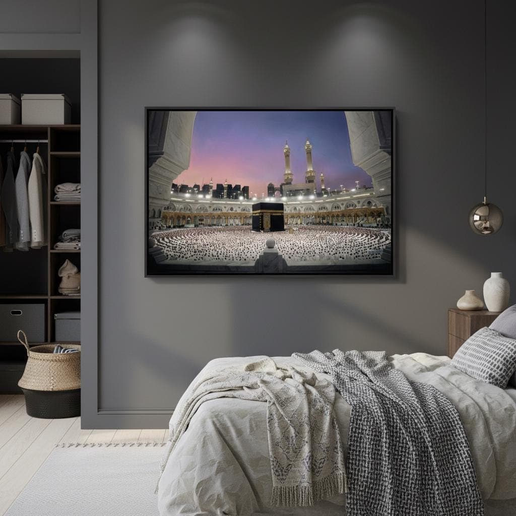 Kaaba Sunset Canvas Art | Islamic Mecca Print, Spiritual Gift