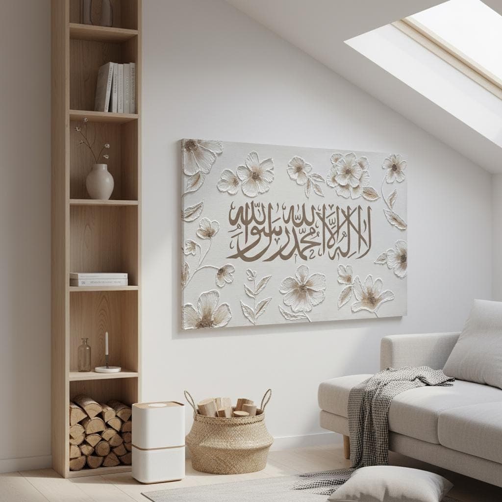 Floral Kalima Shahada Islamic Canvas Art – Modern Arabic Calligraphy Print - image 5