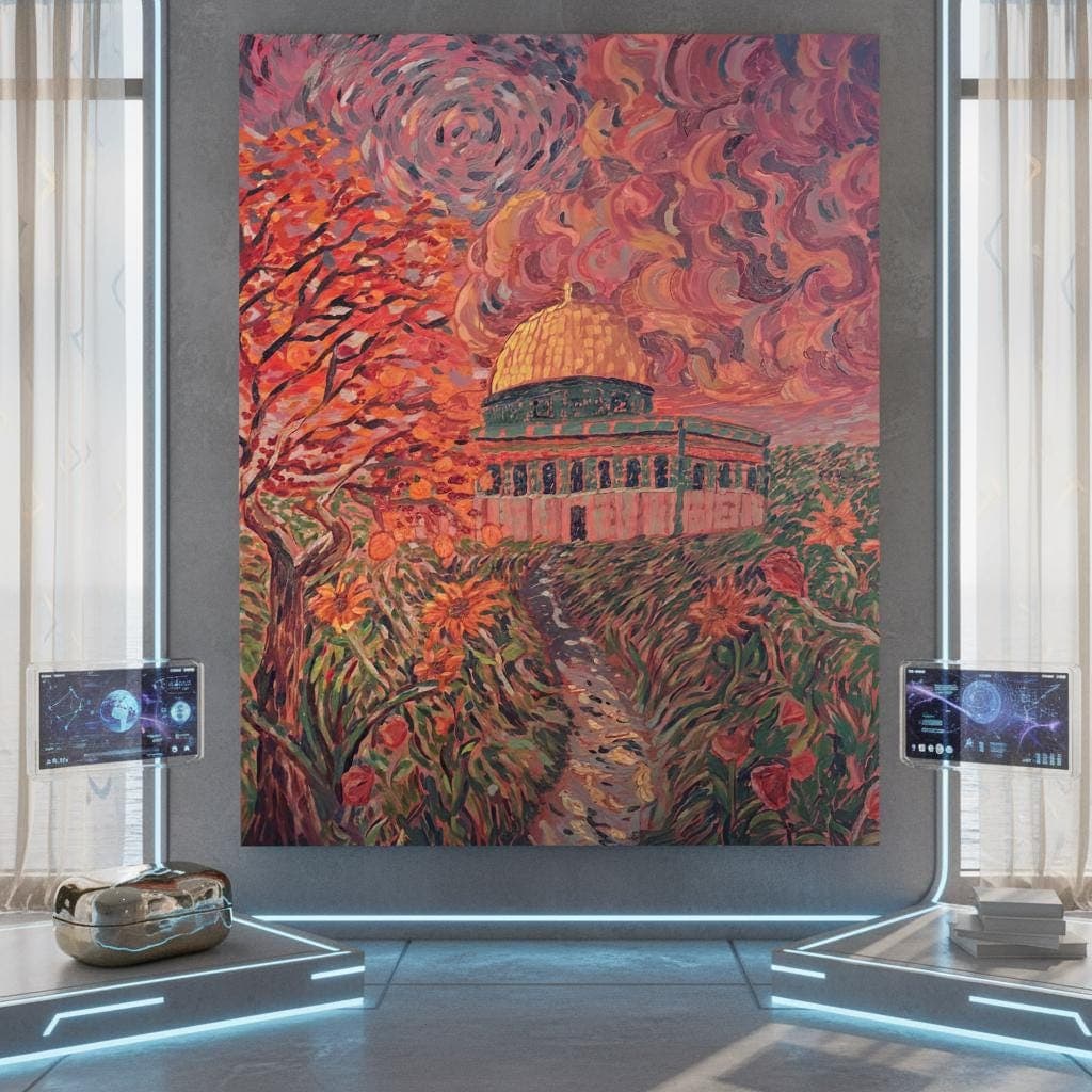 Masjid Al Aqsa Art Print | Abstract Mosque, Palestine, Gold & Blue - image 5