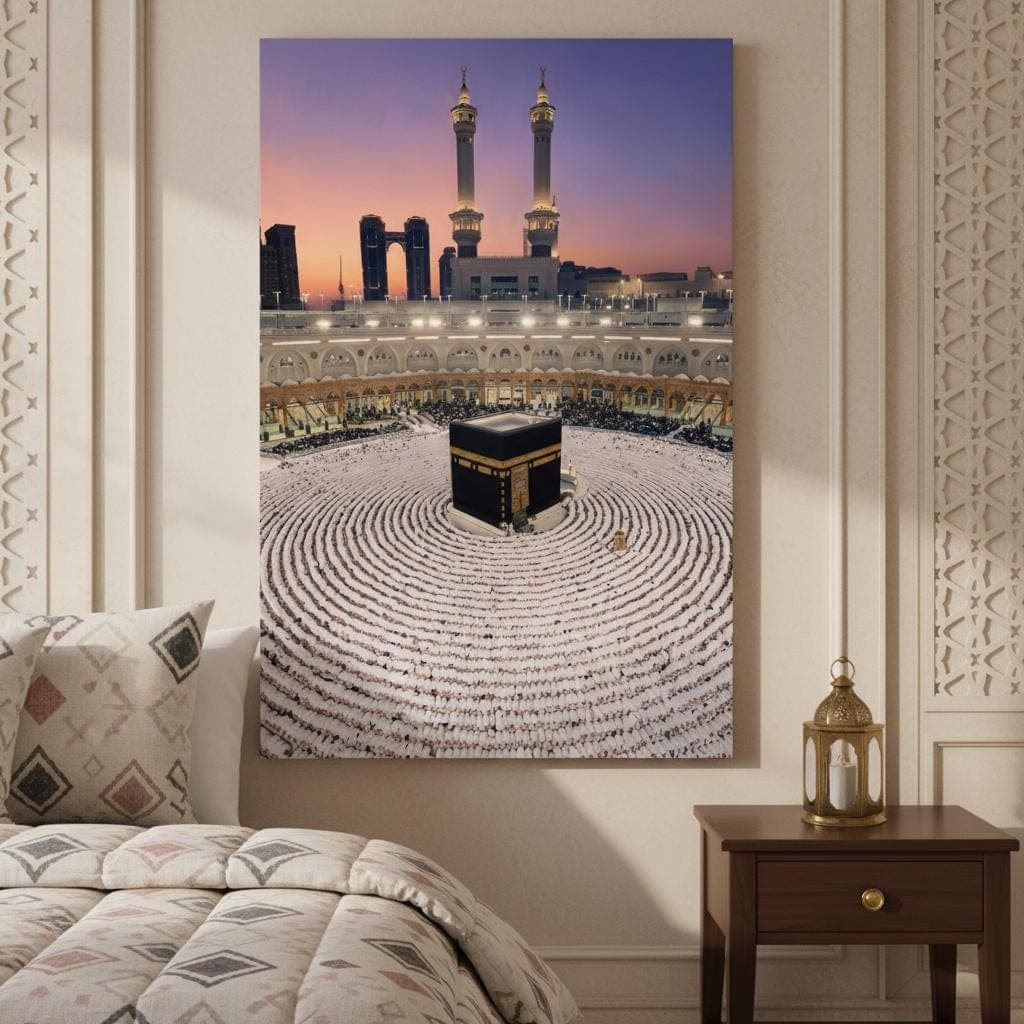 Kaaba Sunset Wall Art | Islamic Pilgrimage, Abstract Purple Pink Sky - image 5