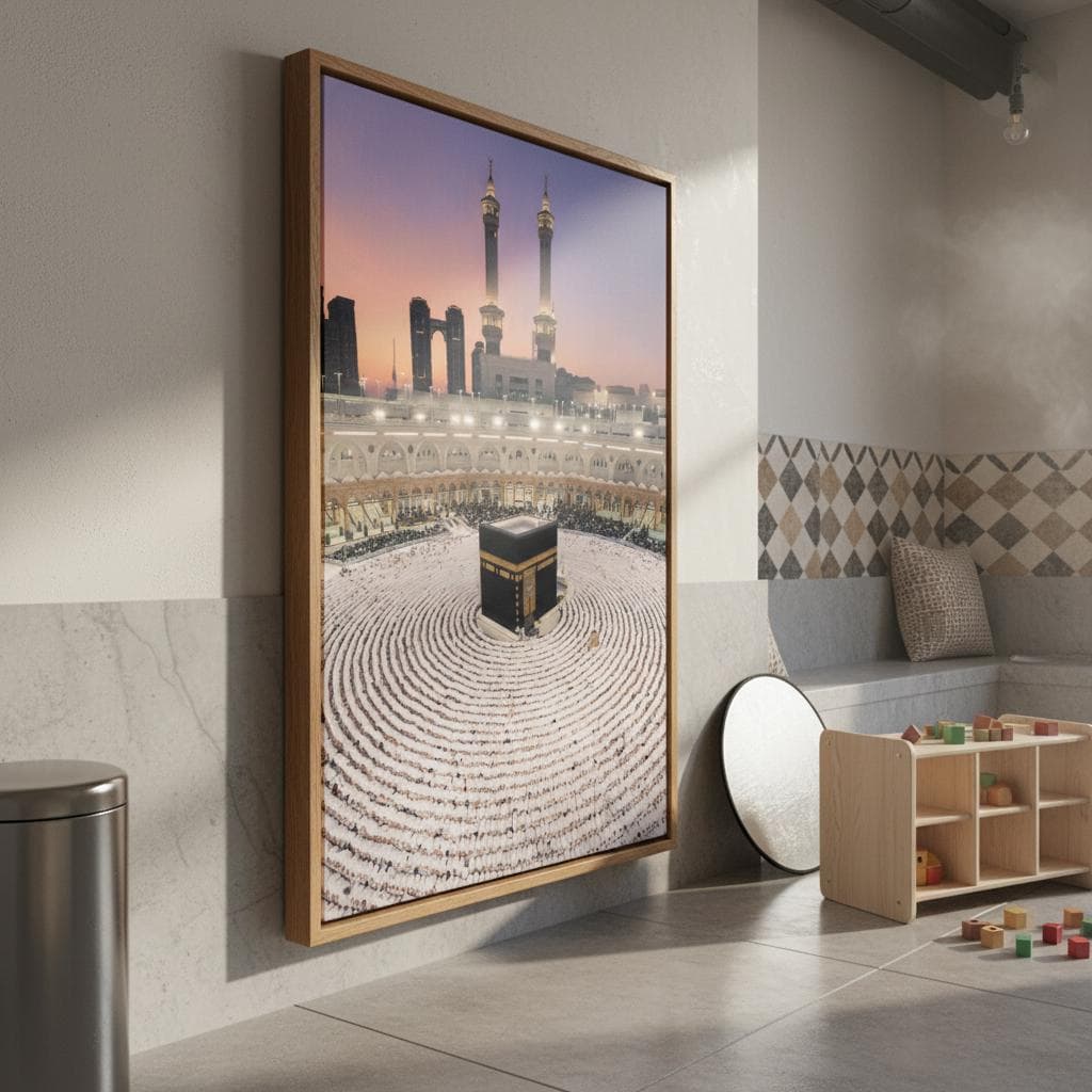 Kaaba Sunset Wall Art | Islamic Pilgrimage, Abstract Purple Pink Sky - image 4