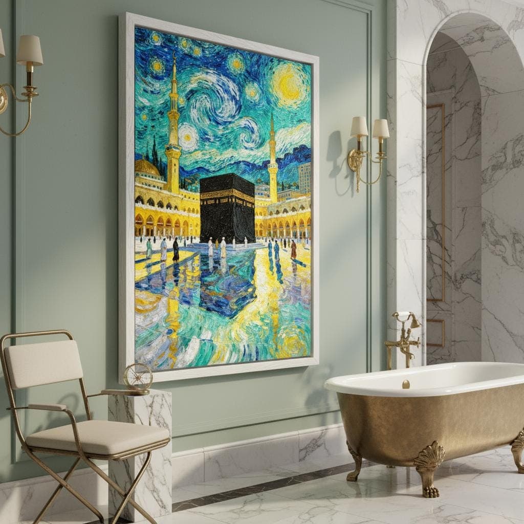 Kaaba Starry Night Canvas Print | Islamic Art, Mecca Masjid Decor - image 5