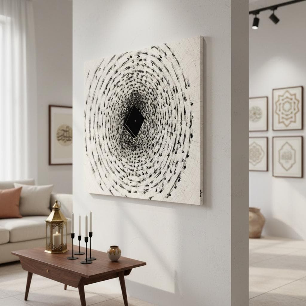 Kaaba Tawaaf Art Print | Black and White Islamic Wall Decor - image 5